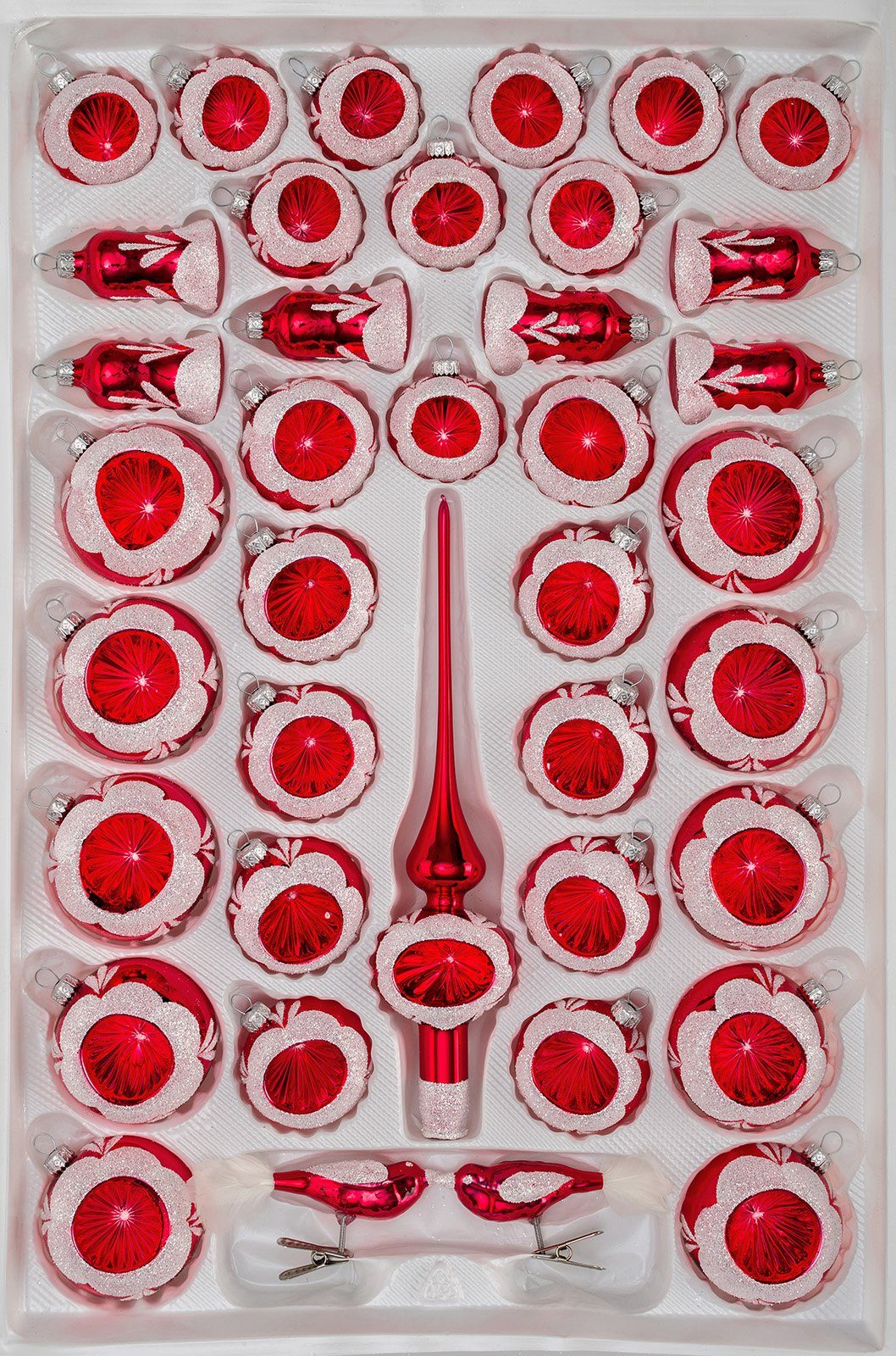 Navidacio Weihnachtsbaumkugel 39 tlg. Glas-Weihnachtskugeln Set in Hochglanz Vintage Rot