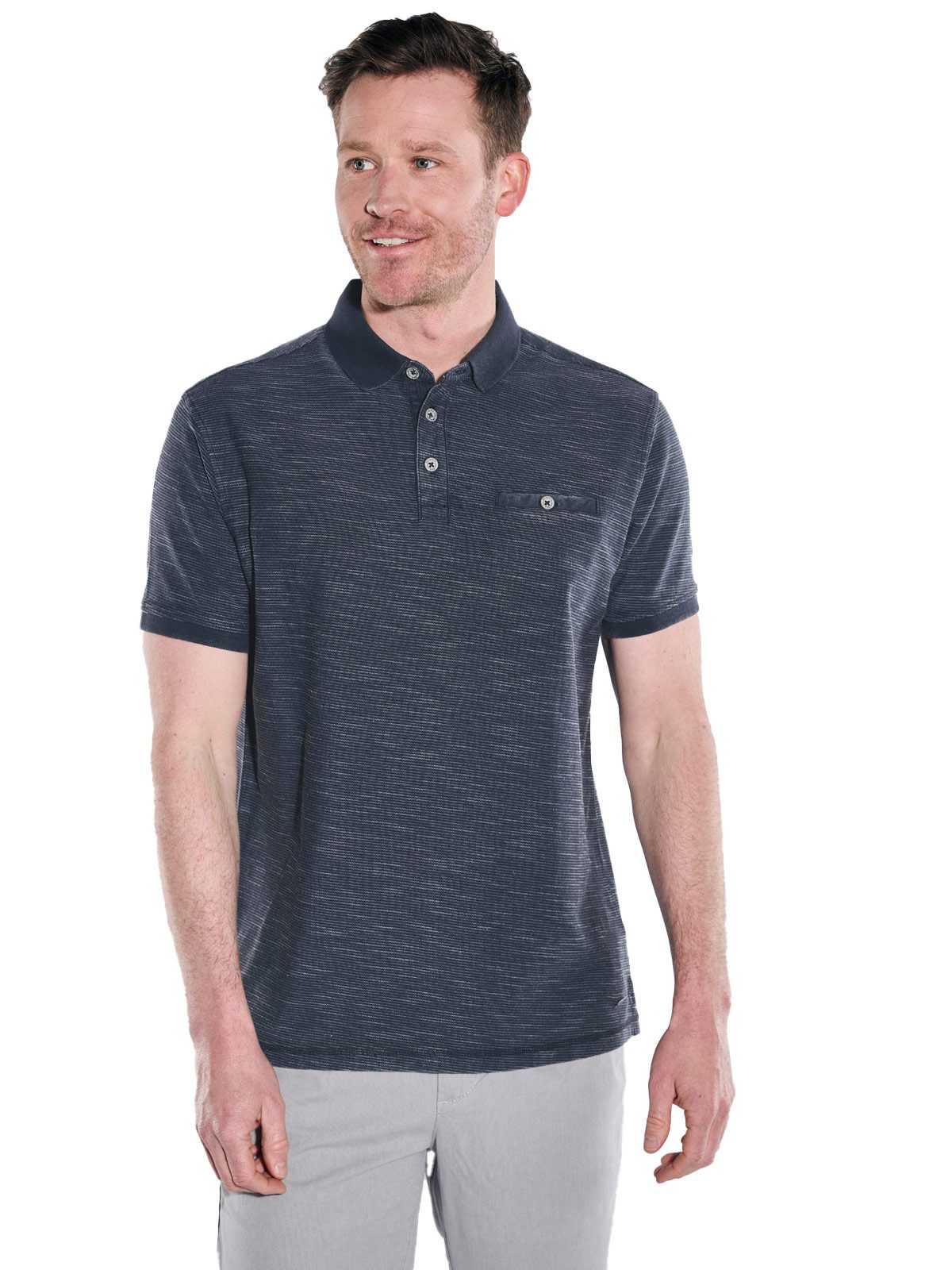 Poloshirt Herren Polo-Shirt meliert, Saphirblau