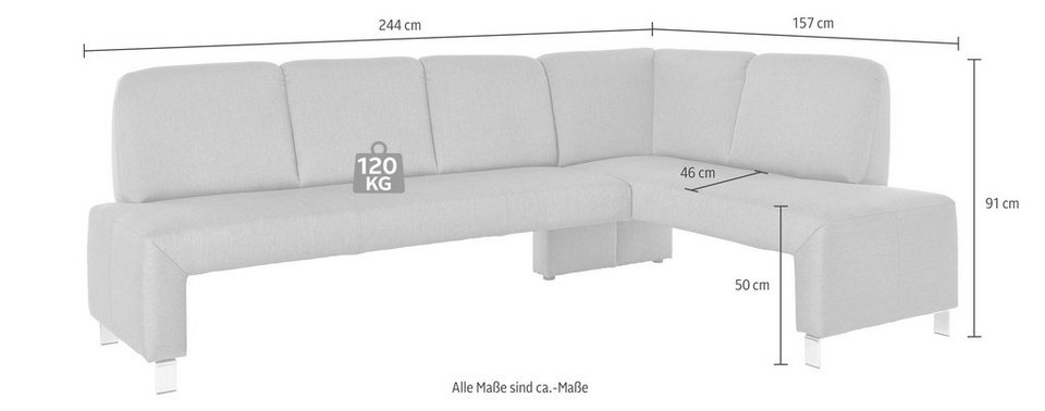 exxpo - sofa fashion Eckbank Intenso, Frei im Raum stellbar, Sitz und  Rücken gepolstert