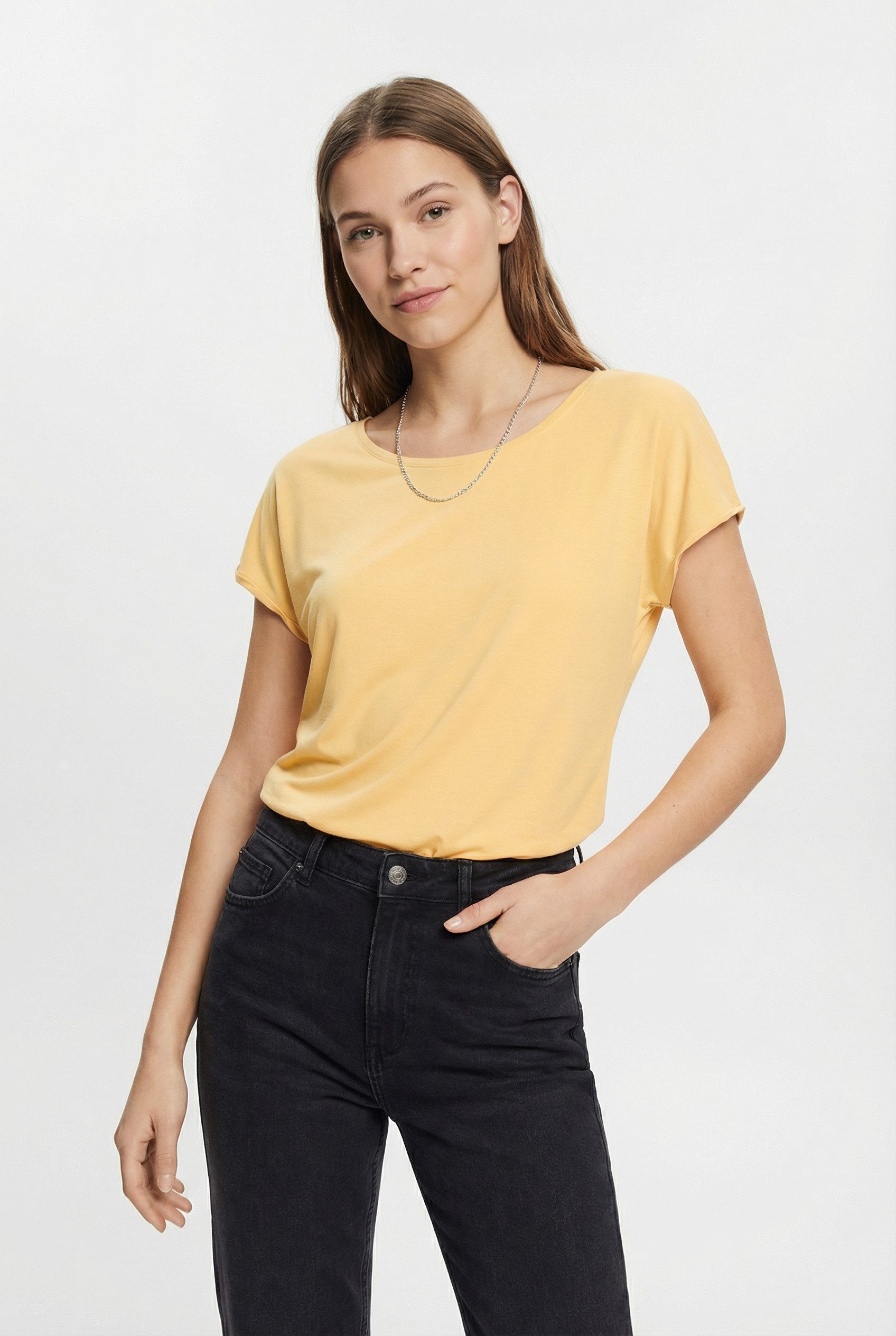 Vero Moda T-Shirt VMAVA PLAIN SS TOP JRS NOOS Materialmix, regular fit