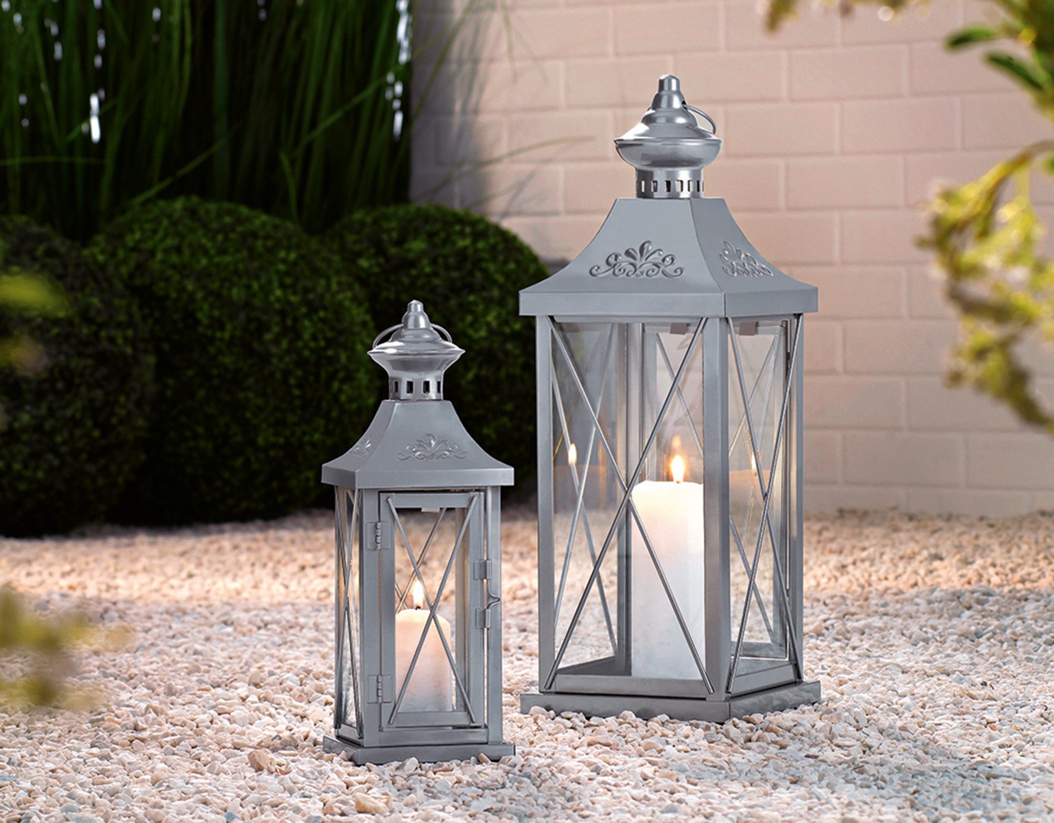 Melinera Kerzenlaterne Melinera Gartenlaternen silber Laterne günstig online kaufen