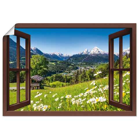 Artland Wandbild Fensterblick Bayerischen Alpen, Berge (1 St), als Alubild, Outdoorbild, Leinwandbild, Poster, Wandaufkleber