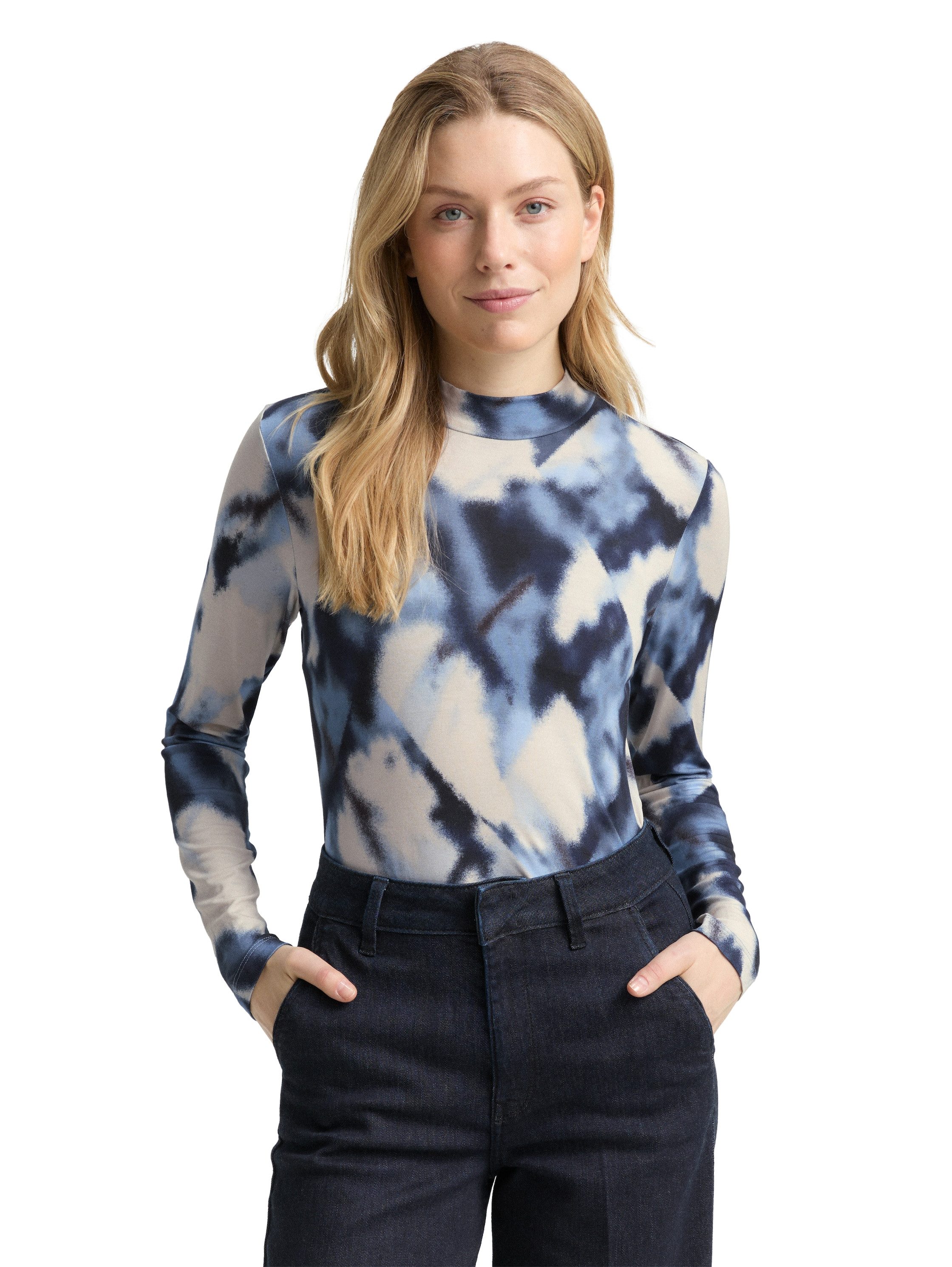 TOM TAILOR Langarmshirt mit All-Over Print günstig online kaufen