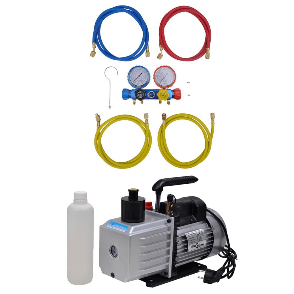 vidaXL Klimamesser Vakuumpumpe mit 4-Wege-Verteiler-Manometer Set für Klimaanlagen
