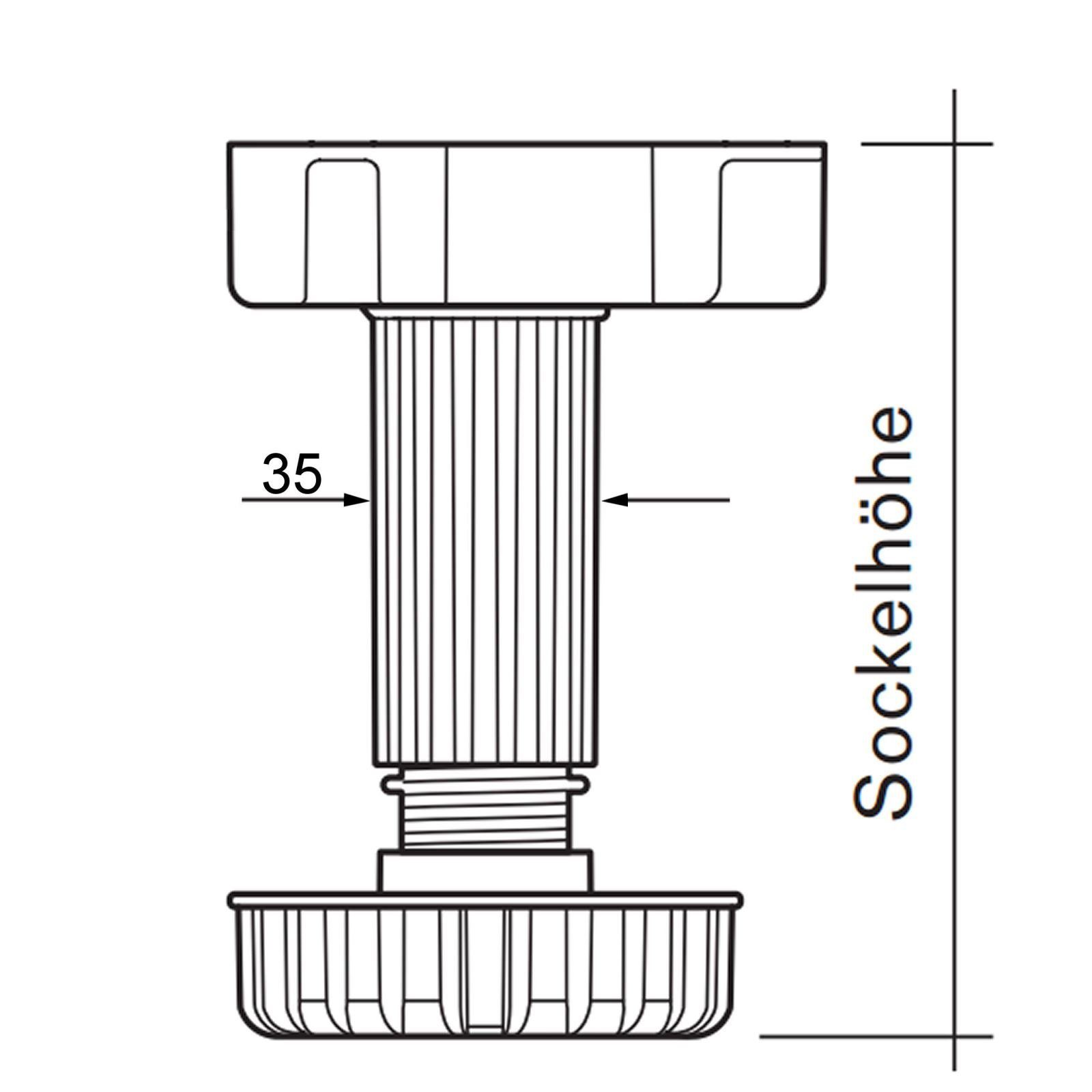 Schwarz Höhe Möbelfuß SO-TECH® 185 verstellbar, (4-St), mm Sockelbefestigungsclip Stellfuß inkl. Sockelfuß 1