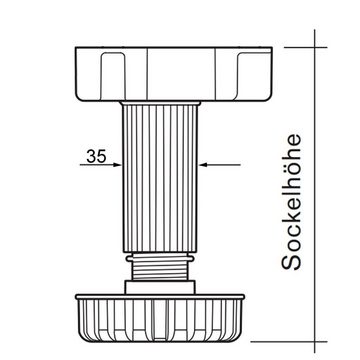 SO-TECH® Möbelfuß Sockelfuß Höhe 185 mm Stellfuß verstellbar, (4-St), inkl. 1 Sockelbefestigungsclip