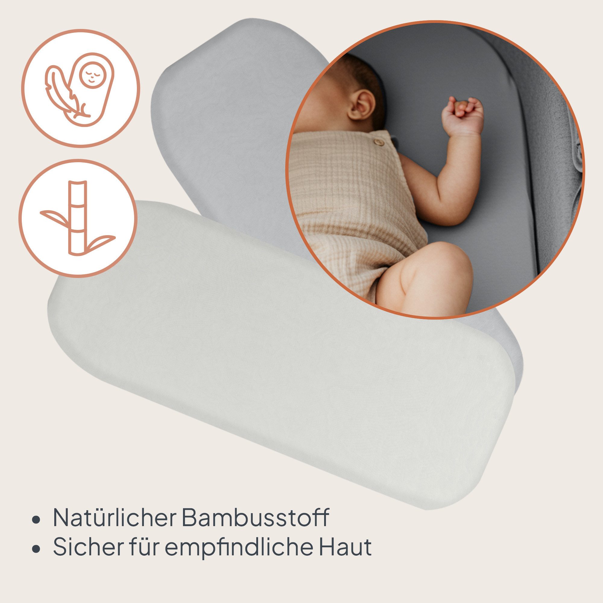 lionelo Spannbettlaken BAMBOO SHEET OFF, Gummizug: Ja, elastischer Gummizug für perfekte Passform., Bambusviskose/antibakteriell/atmungsaktiv/2er-Set/Gummizug – Bild 5 von 5