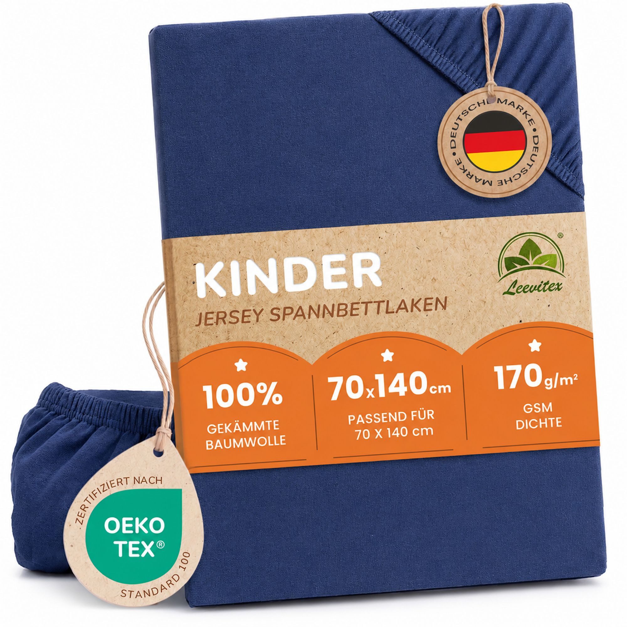 leevitex® Spannbettlaken für Kinderbetten, 1er-Set, 70 x 140 cm, Steghöhe 15 cm, Jersey, Gummizug: rundum, (1 Stück), verschiedene Farben, OEKO-TEX® STANDARD 100 zertifiziert