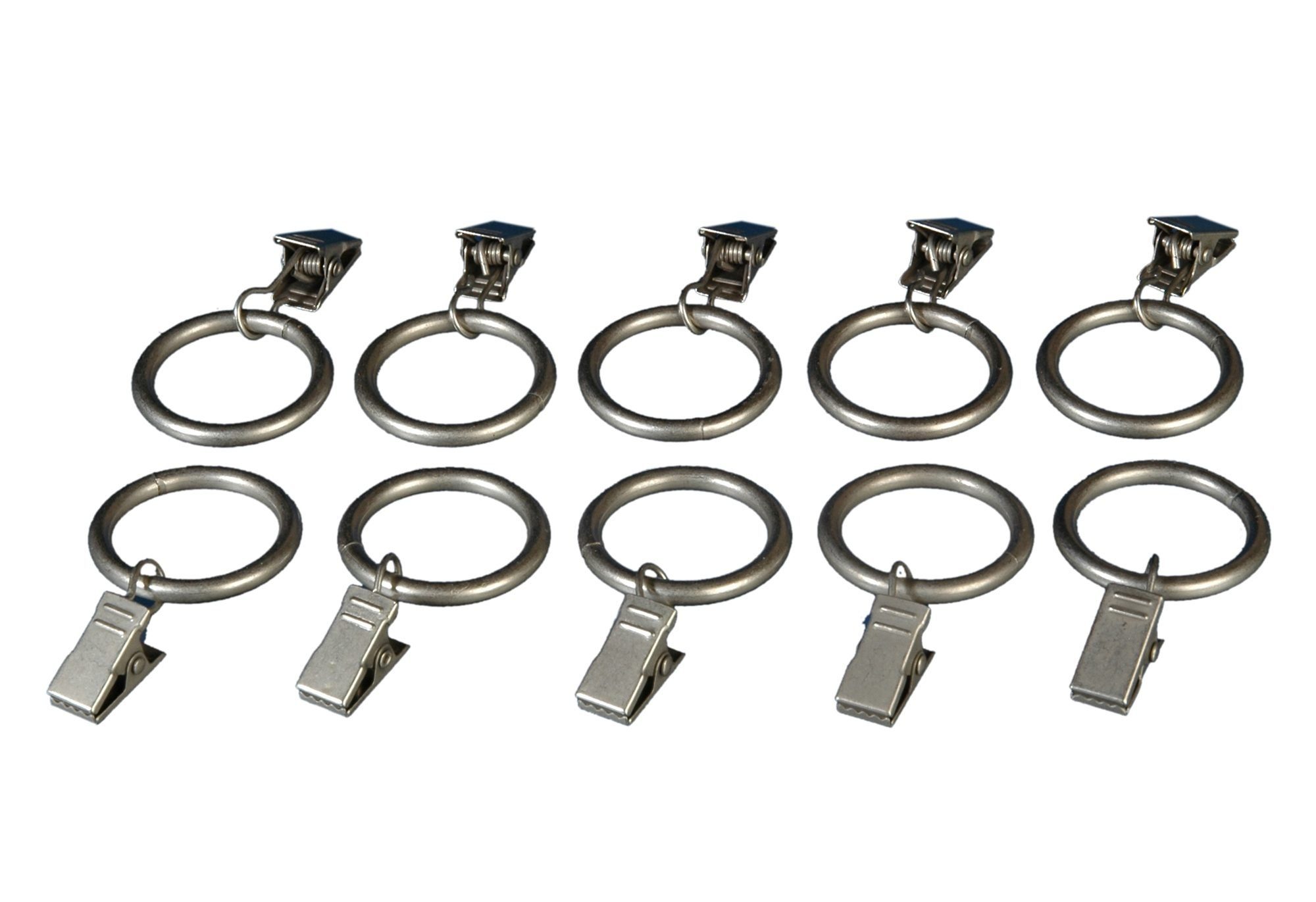 Liedeco Gardinenring, Gardinen, (Set, 10-St., mit Klammern), für Gardinenstangen Ø 16 mm