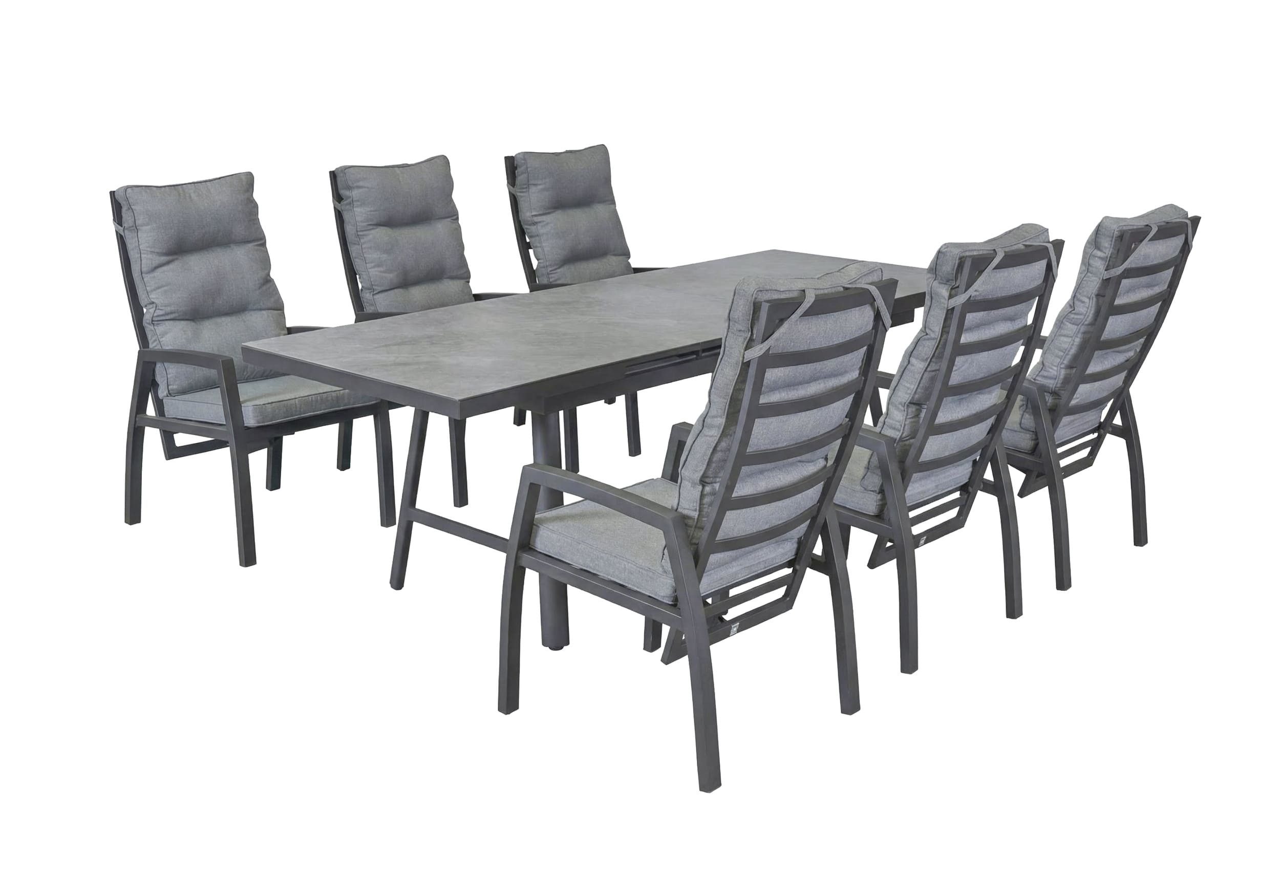 LC Garden Garten-Essgruppe LC Garden »Bondino« Dining Set Sitzgruppe Gartenset anthrazit, (6-tlg)