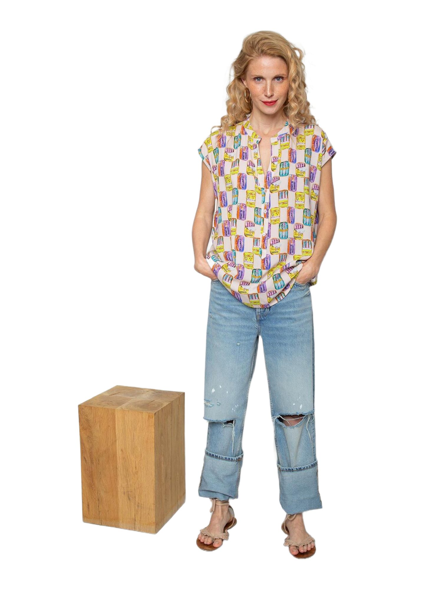 Emily Van Den Bergh Blusenshirt bunt,Casual,Viskose,Bunt,Rundhals,Schulterbedeckend,Casual Fit
