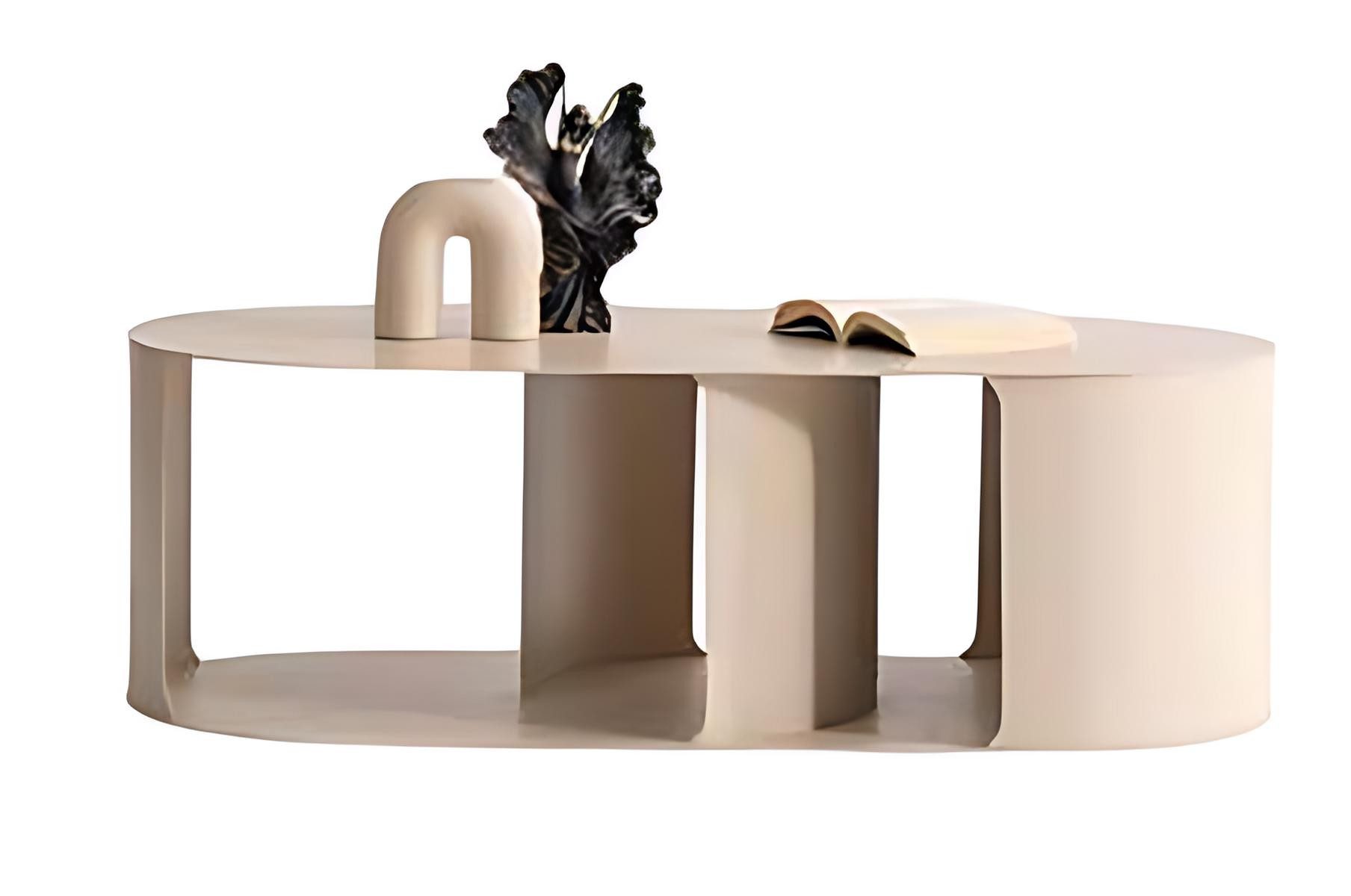 Xlmoebel Couchtisch XLMOEBEL eleganter ovaler Couchtisch aus Holz in Beigeton (Packung, Couchtisch, oval, Beige), Made in Europa