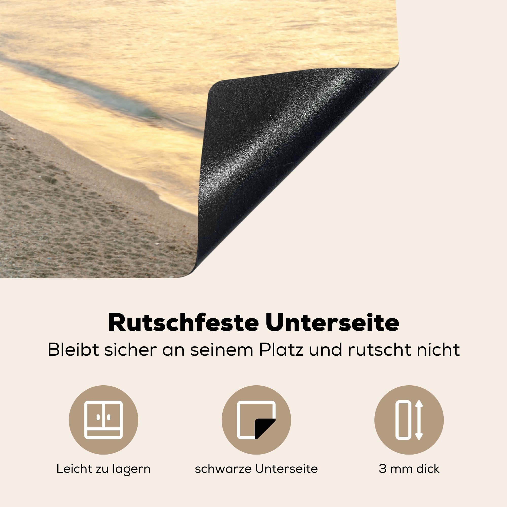 MuchoWow Vinyl, Herdblende-/Abdeckplatte Induktionskochfeld cm, 71x52 von die (1 küche, für Schutz Spanien, Málaga Nerja tlg), Ceranfeldabdeckung Strand