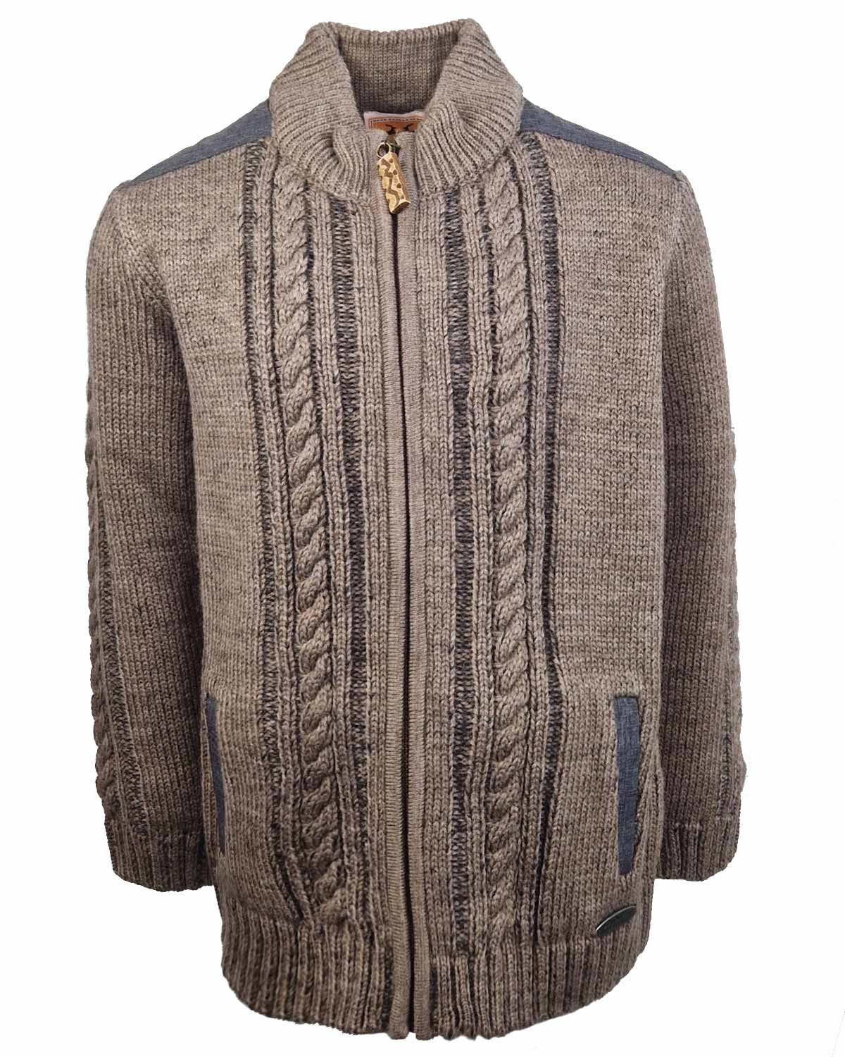 Maddox Trachtenjacke Jungen Strickjacke 'Altwil' mit Zopfmuster, Braun