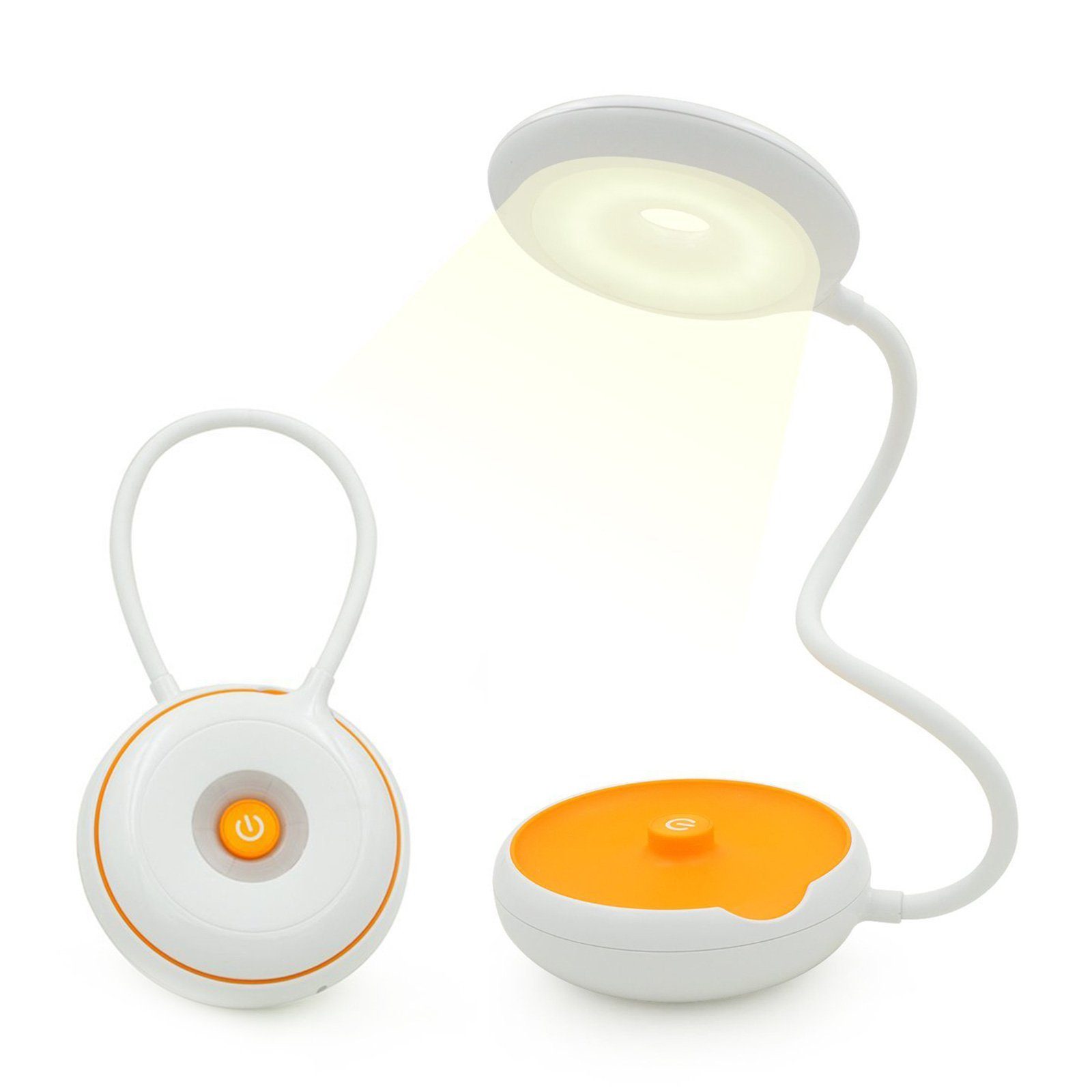 EAXUS LED Schreibtischlampe 3in1 LED Tischleuchte - flexible Nachttischlampe USB oder Batterie, LED fest integriert, Schreibtischleuchte + Nachtlicht + Taschenlampe
