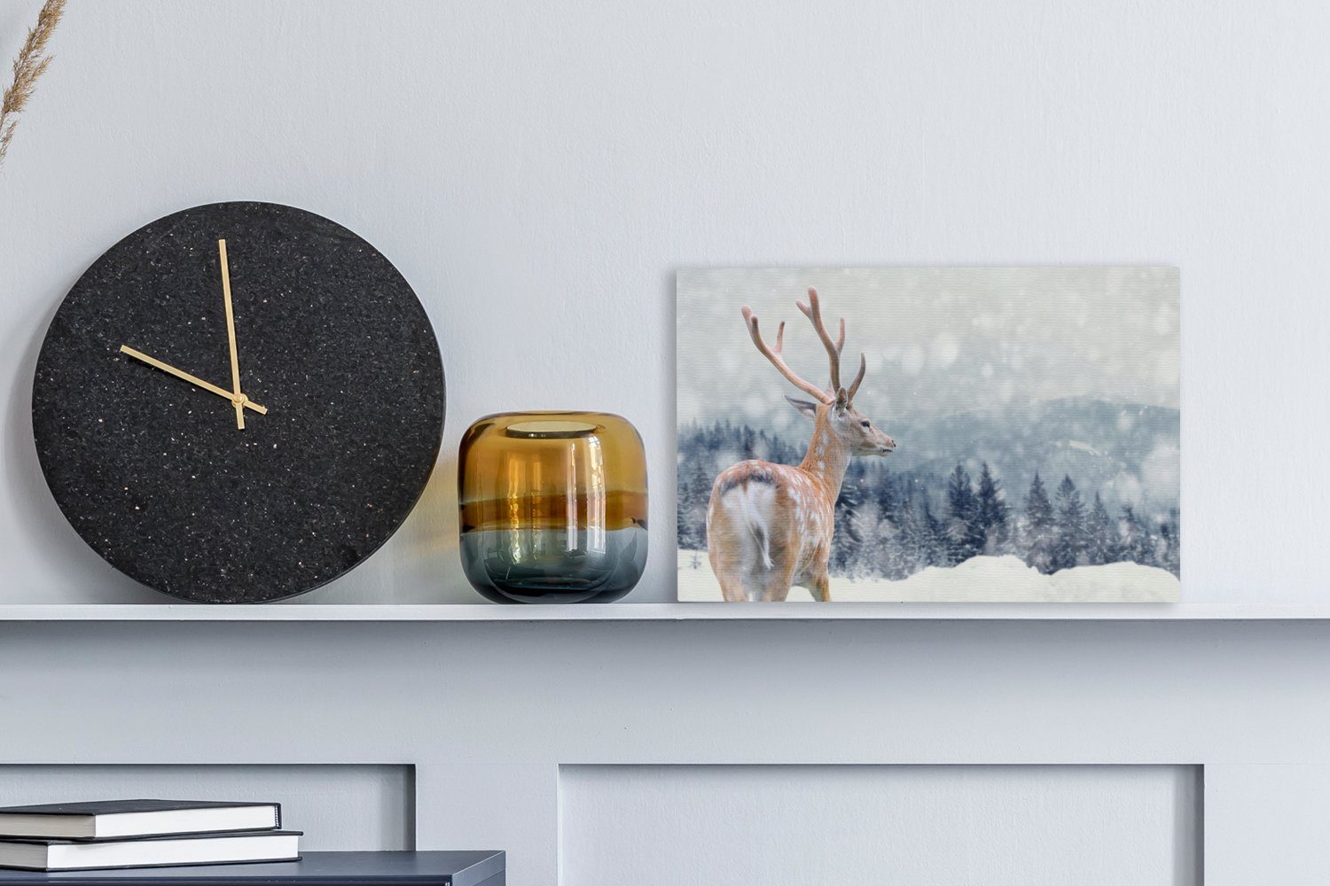 OneMillionCanvasses® Leinwandbild Winter - Hirsche - Tiere, Fotodruck (1 St günstig online kaufen