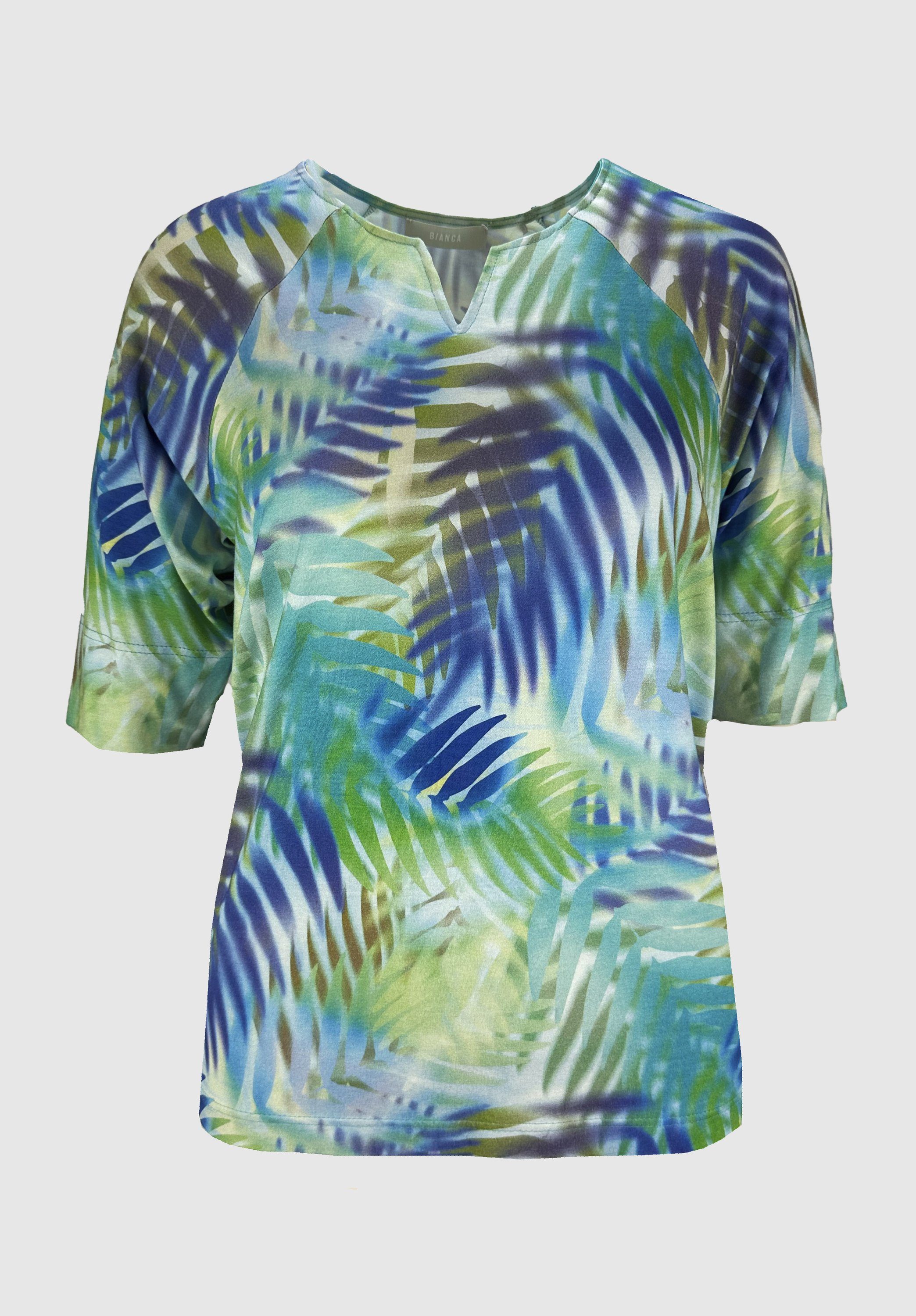 bianca Druck tropischen modernem, in mit FELIA Trendfarben Print-Shirt
