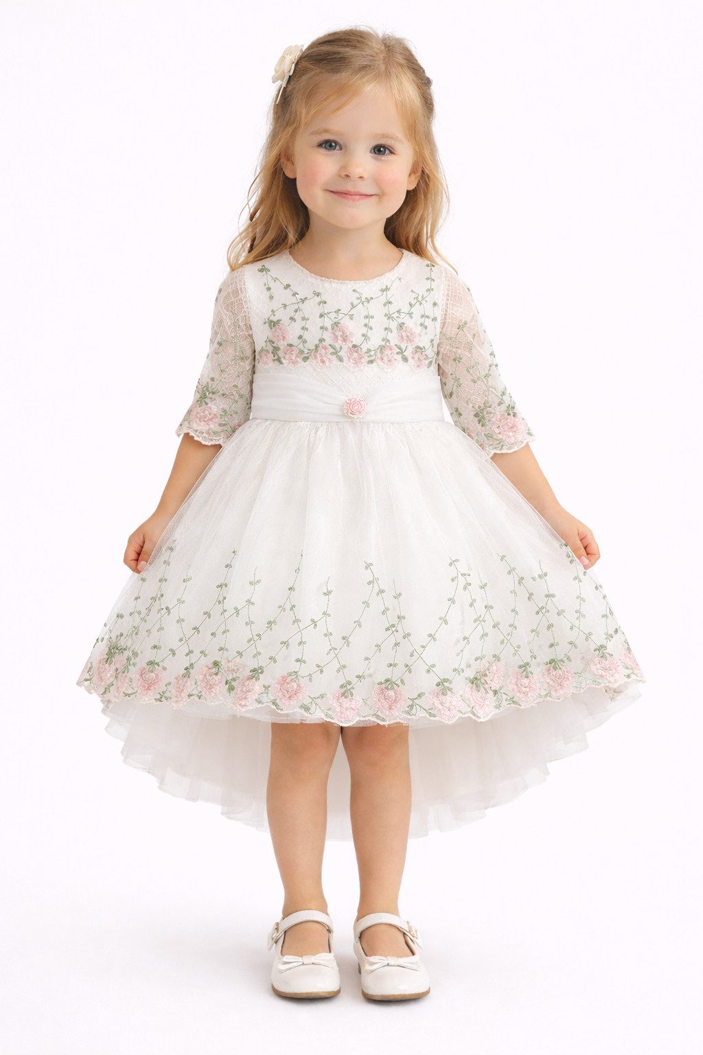 Lorey Medtec Partykleid Prinzessin Kleid, Taufkleid, Festkleid, Spitze, 100% Baumwolle, Weiß