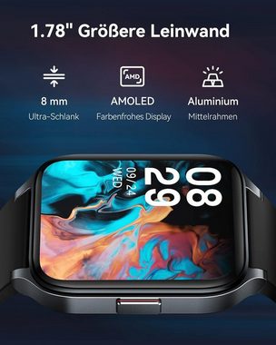 ENOMIR Hochpräziser Sensor HX3690Q Smartwatch (1,78 Zoll, Android iOS), 100+ Sportmodi 12-tägige Akkulaufzeit, 5ATM Fitnessuhr Damen mit SpO2