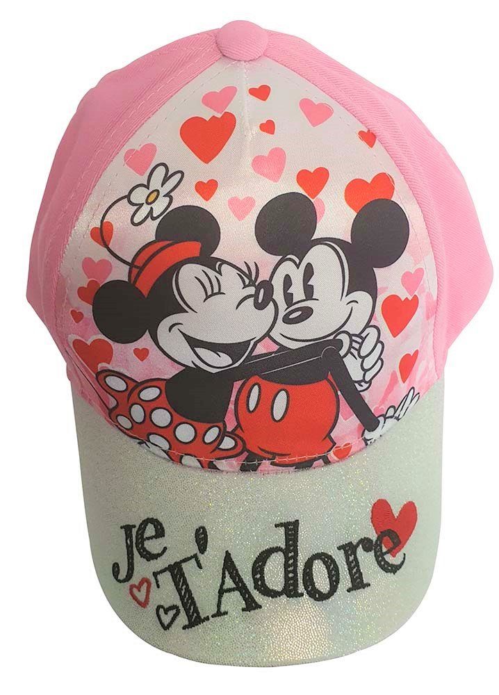 Schirmmütze Glitzer Cappy Minnie und Mickey Mouse mit Herzen J