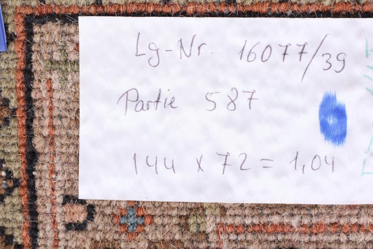 Orientteppich Indo Keshan 71x143 Handgeknüpfter Läufer, Trading, Nain 12 mm Orientteppich rechteckig, Höhe