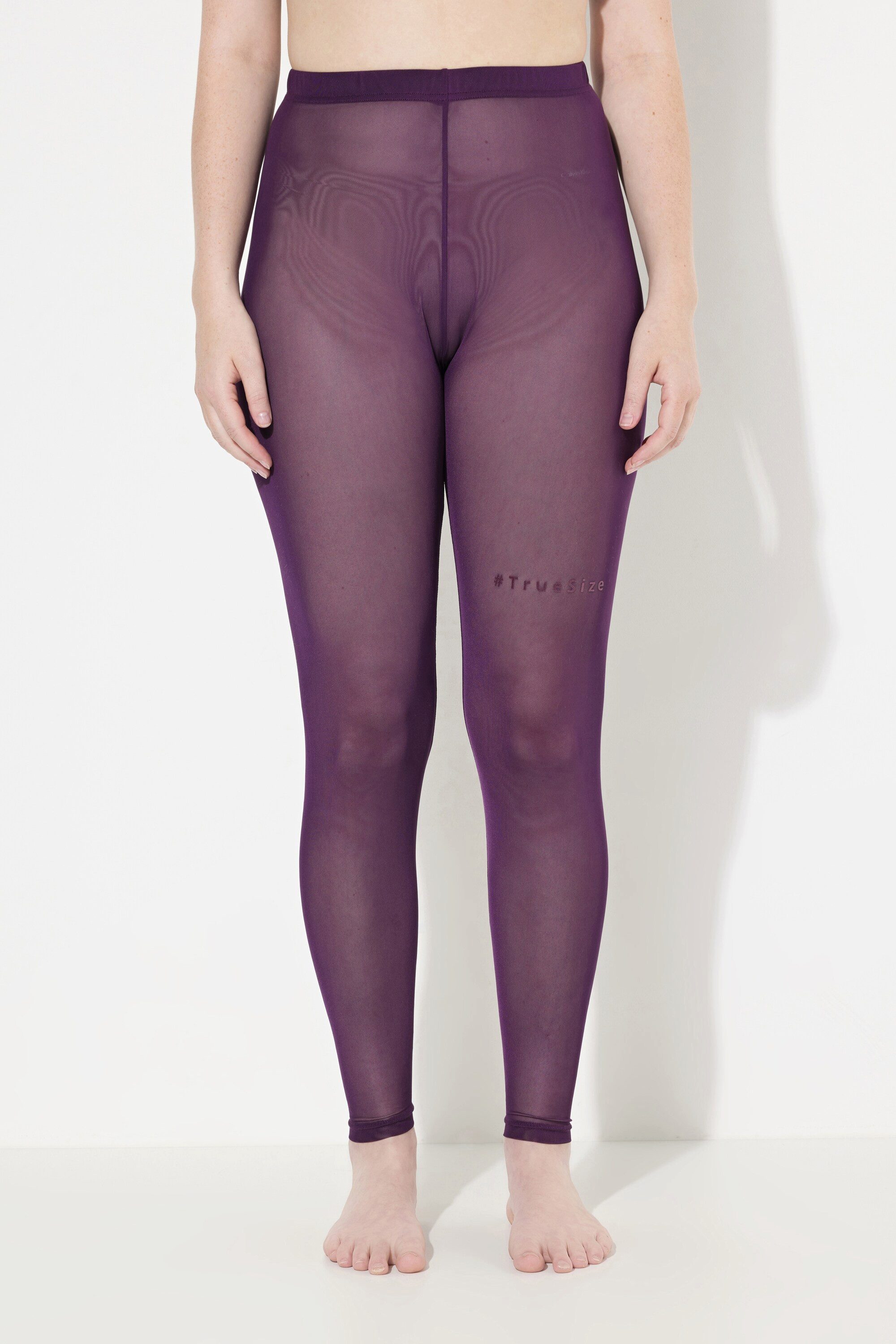 Ulla Popken Feinstrumpfhose Strumpf-Leggings Mesh Schriftzug Flockdruck