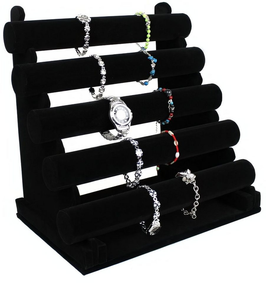 Yudu Schmuck Etagere Schmuckständer mit abnehmenbar 5 Rollen für Uhr  Armband Kette Samt