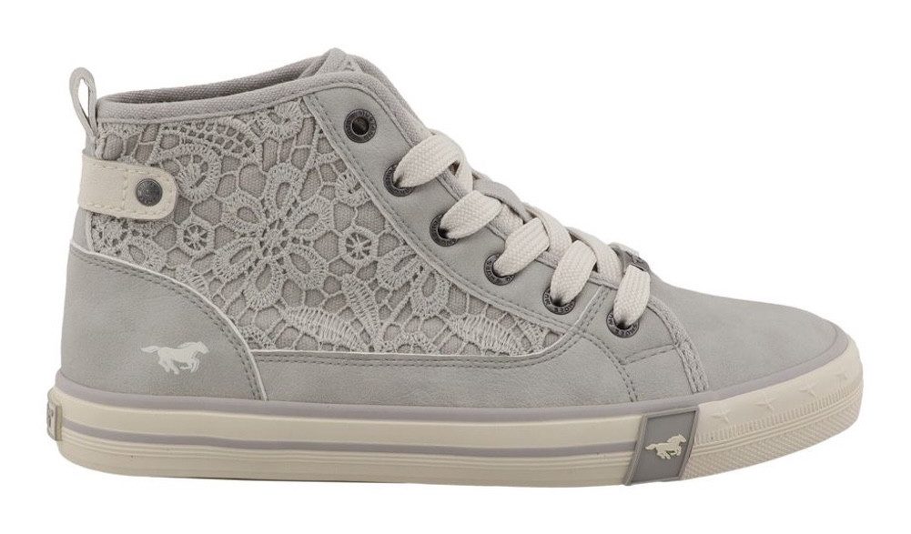 Mustang Shoes Winona Sneaker Schnürboots, High Top-Sneaker mit Blüten-Stickerei – Bild 5 von 5