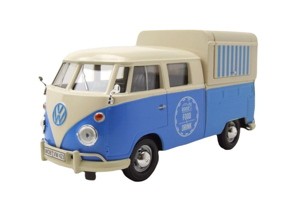 Modellauto VW T1 Bus Food Truck blau weiß