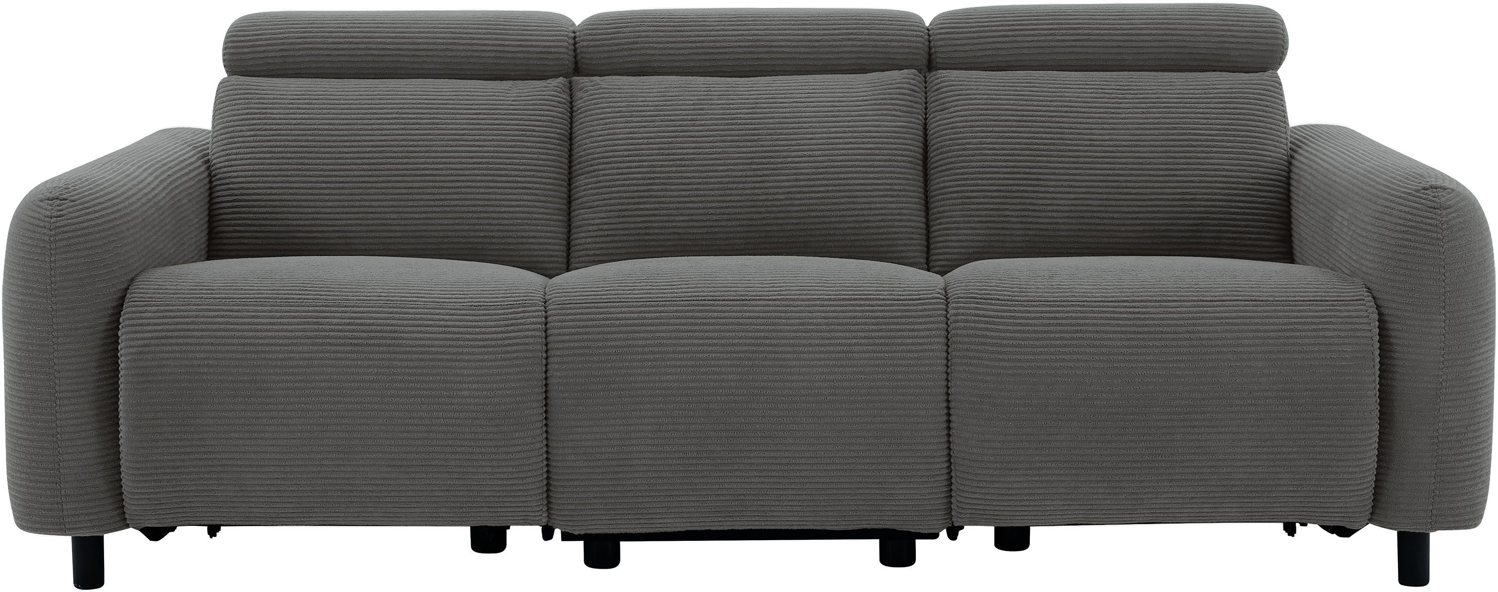 OTTO home 3-Sitzer SKAANE Cord-Sofa, 229 cm, manuelle u. elektrische Relaxfunktion, Relax-Funktion in 2 Sitzen, Kopfteilverstellung, Federkernpolsterung