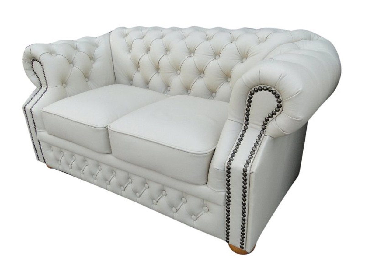 Echtleder Chesterfield x Weiß Padrino - cm 2er Sofa Möbel 160 H. 90 x Casa 2-Sitzer 78