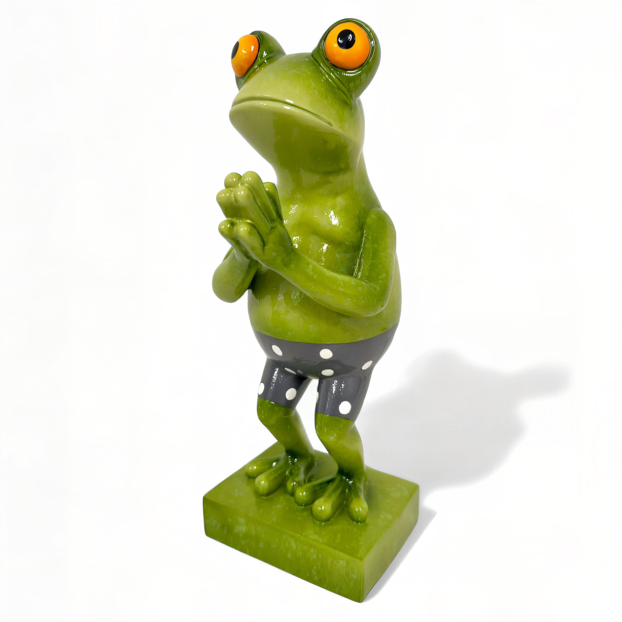 colourliving Tierfigur Frosch Dekofigur lustiger Badefrosch 30 cm grün Gartenfigur Frosch, handbemalt, lustiges Erscheinungsbild, 4 Filzplättchen