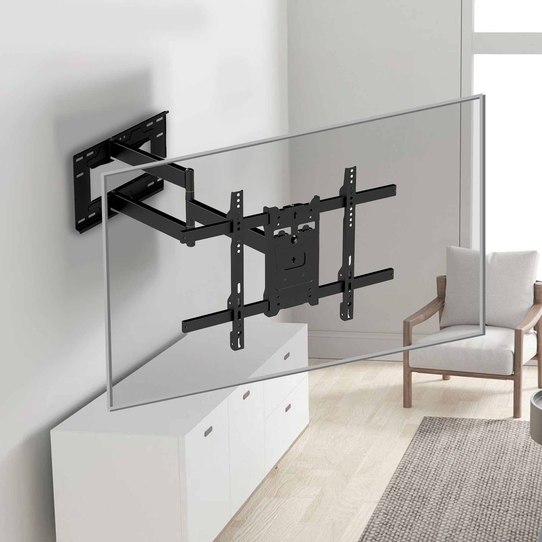Maclean TV-Wandhalterung MC-985, (bis 80,00 Zoll, TV-Halterung 37-80'' langer Arm 91,5 cm)