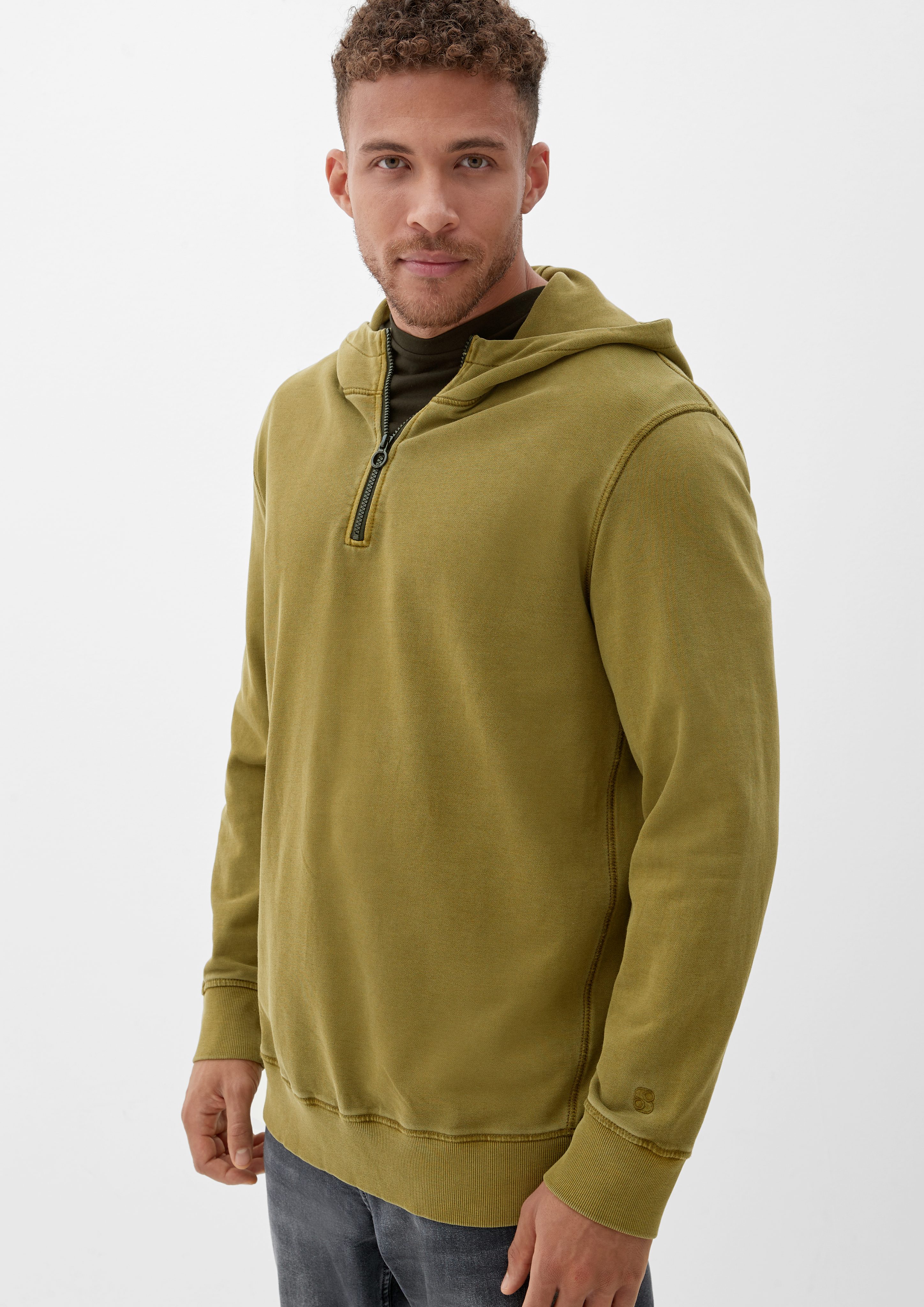 s.Oliver Sweatshirt Sweatshirt mit Kapuze Garment Dye guacamole