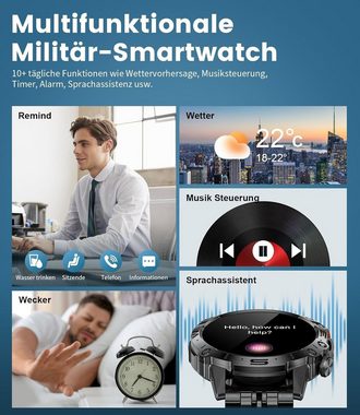 Lige Smartwatch (1,39 Zoll, Android, iOS), mit Telefonfunktion,IP67 Wasserdicht 410mAh 123Sportmodi Schrittzähler