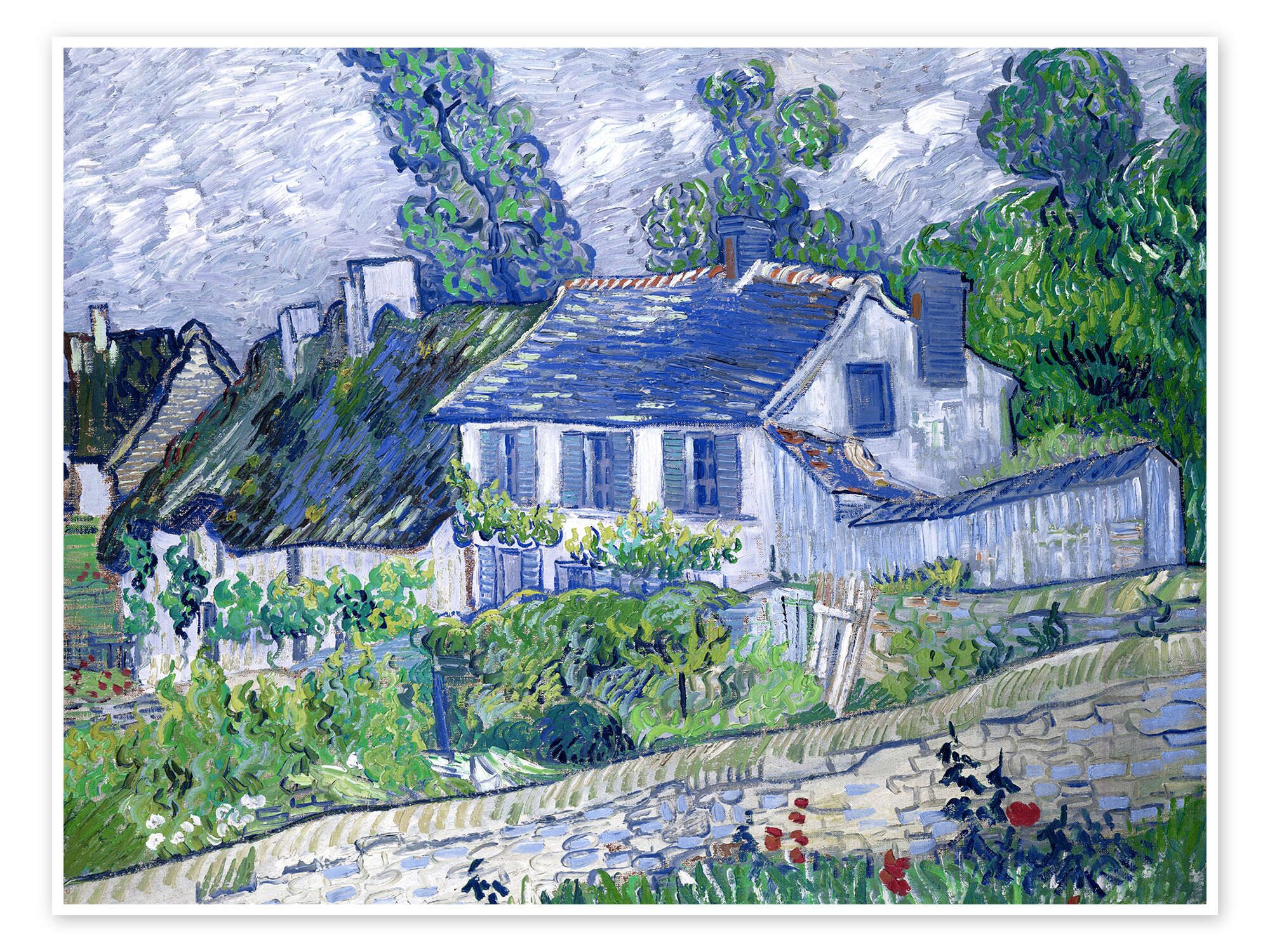 Posterlounge Wandbild Häuser in Auvers, Vincent van Gogh, erhältlich als Poster, Leinwandbild, Wandsticker oder Acrylglasbild