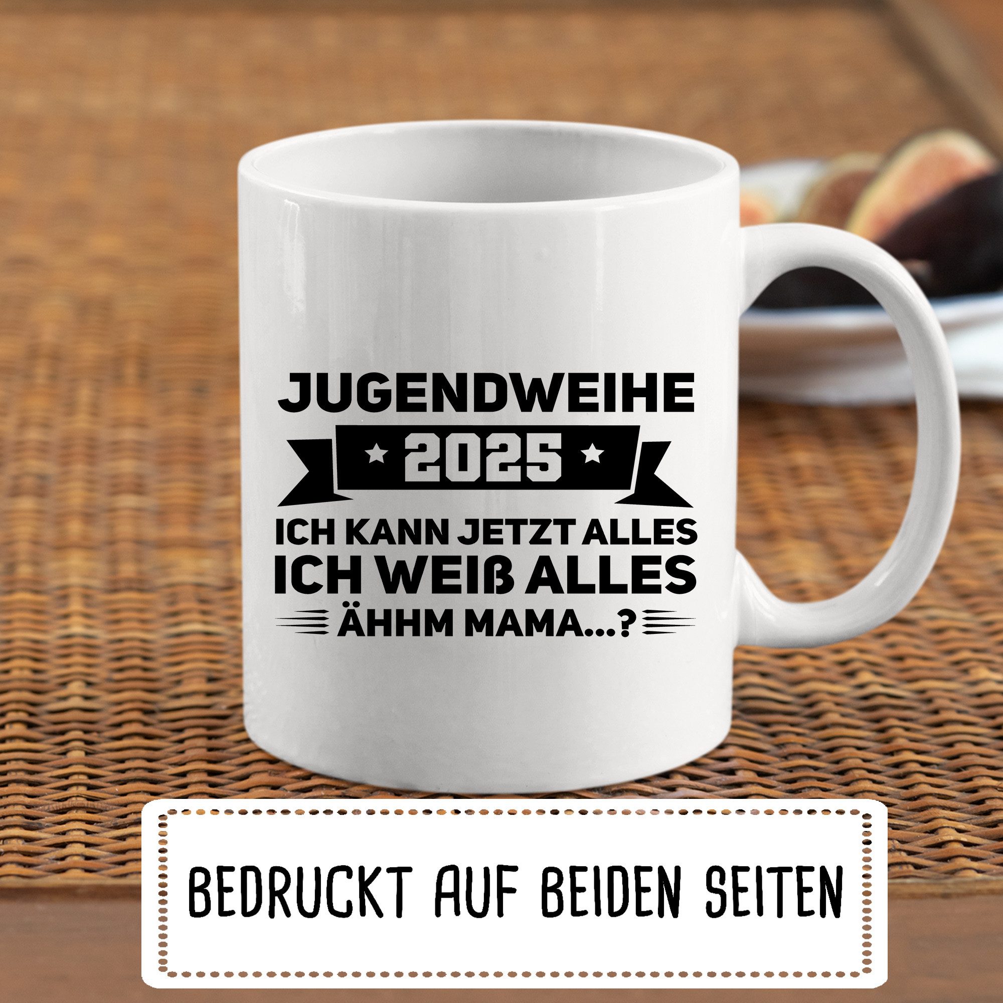 Printmacher Tasse Erwachsen Tasse, Jugendweihe 2025 ich kann jetzt alles, Geschenk, Keramik