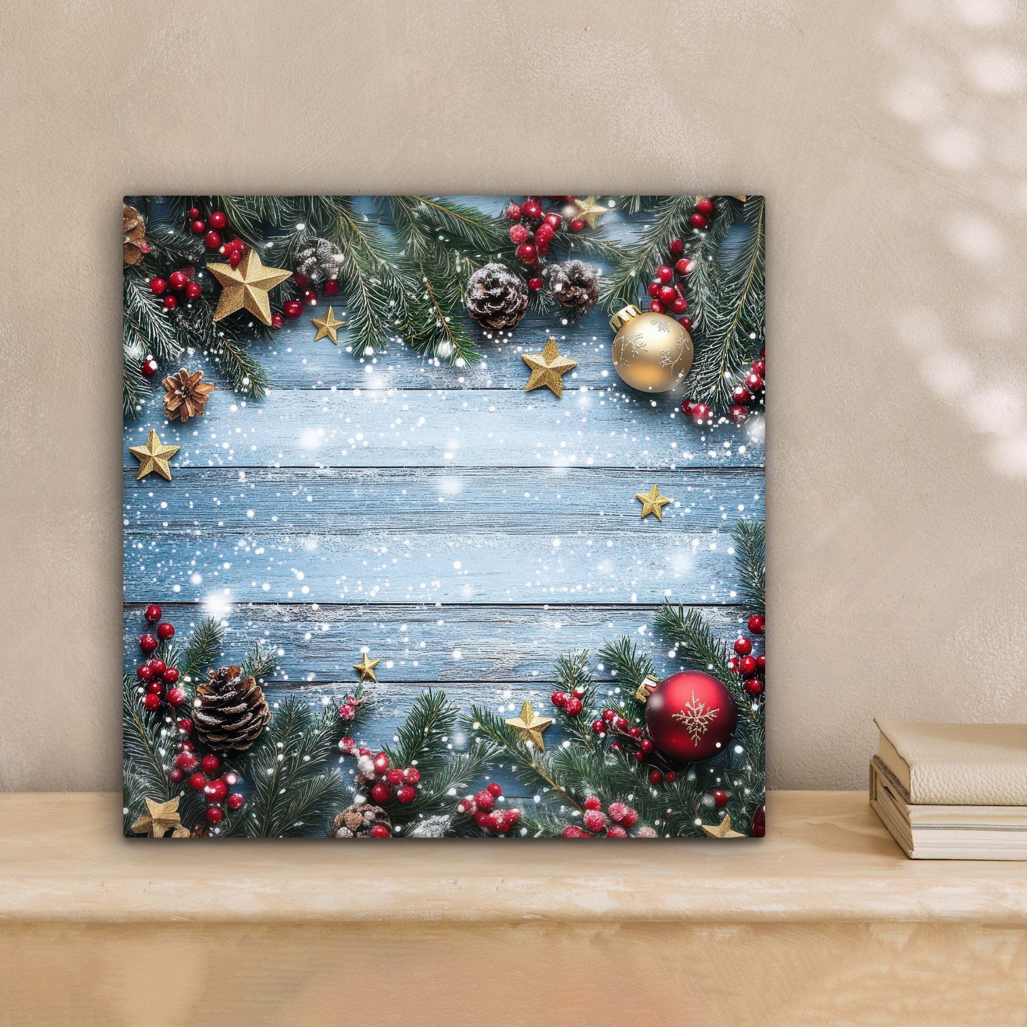 OneMillionCanvasses® Leinwandbild Weihnachtsrahmen - Schnee - günstig online kaufen