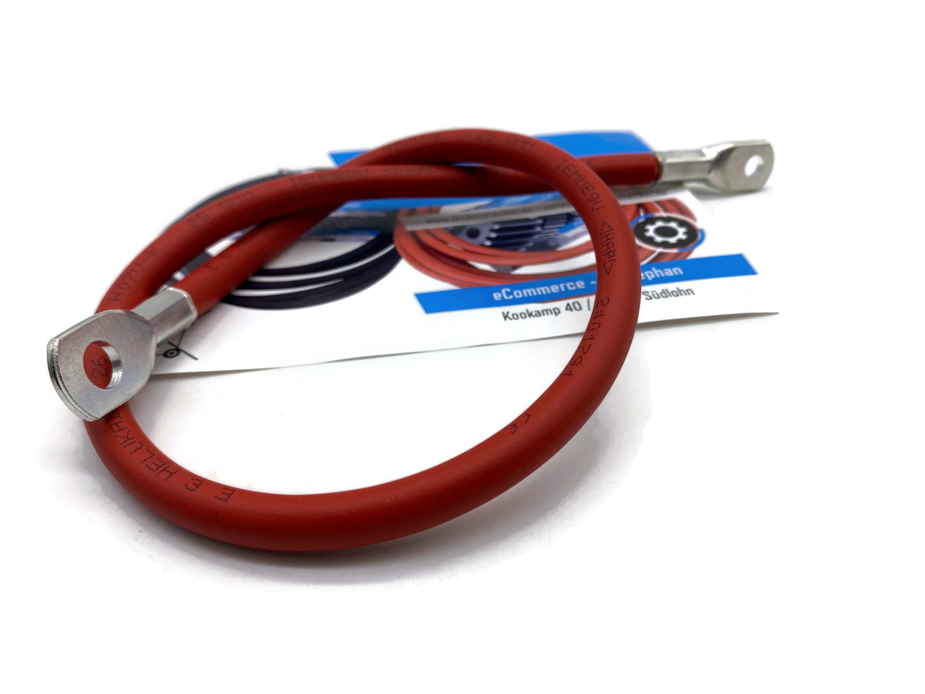 eXODA 25 mm2 M6 M8 Batteriekabel, Rot, (50 cm), 99% Kupfer