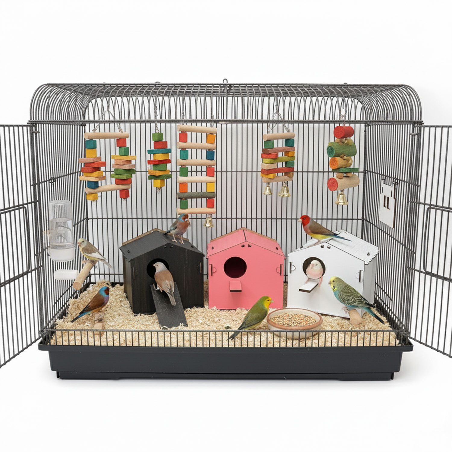Jungengel Vogelhaus Nistkasten Stecksystem Holz für Wellensittiche & Finken Vogelhäuschen, Einfacher Aufbau, Robust & Langlebig, 100% Holz, Ideal kleine Vögel