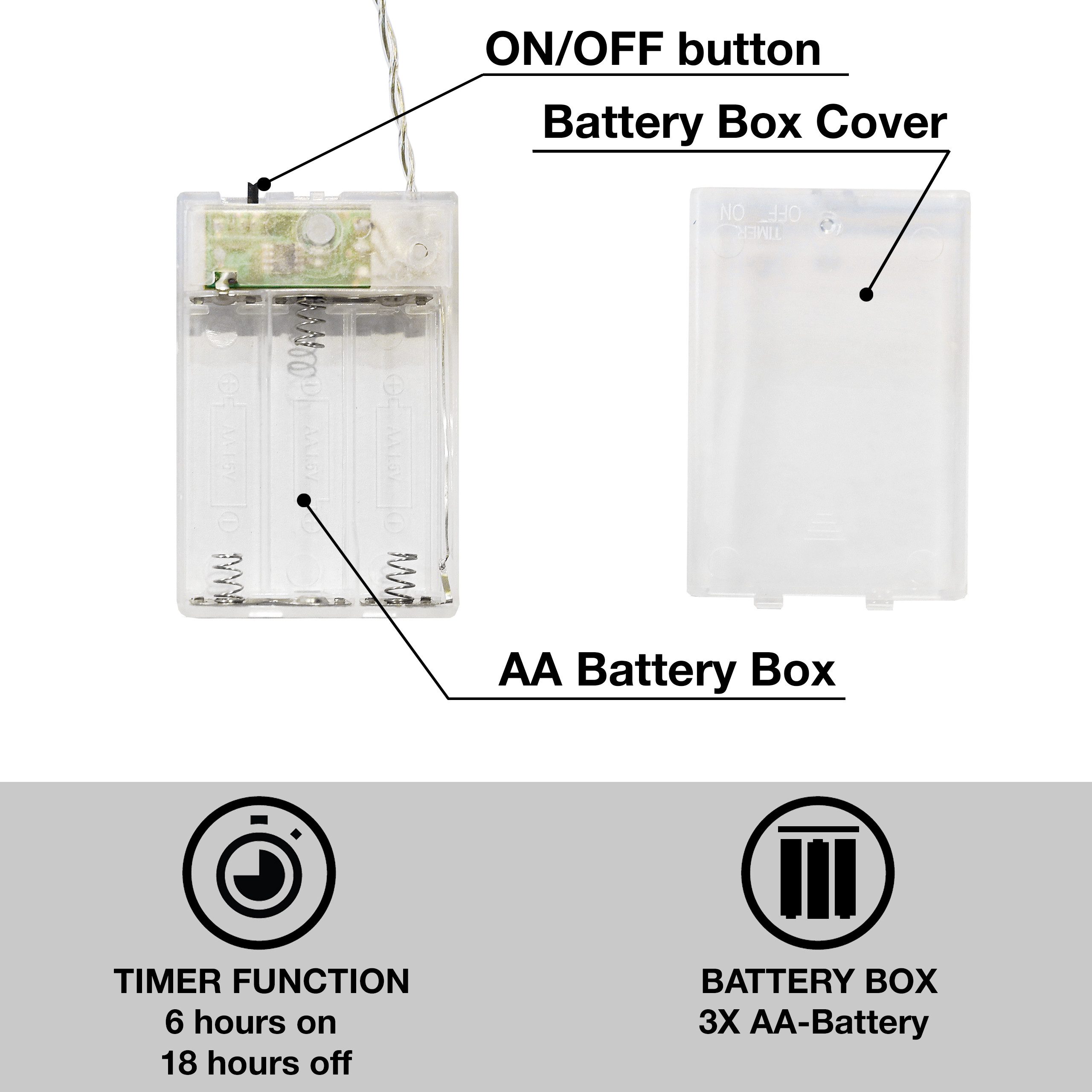 COZY HOME LED-Lichterkette Herz Lichterkette Batterie und Stecker -, 20 LEDs I 5 Meter I Timer-Funktion I Warmweiß I Lichterkette Innen – Bild 5 von 5