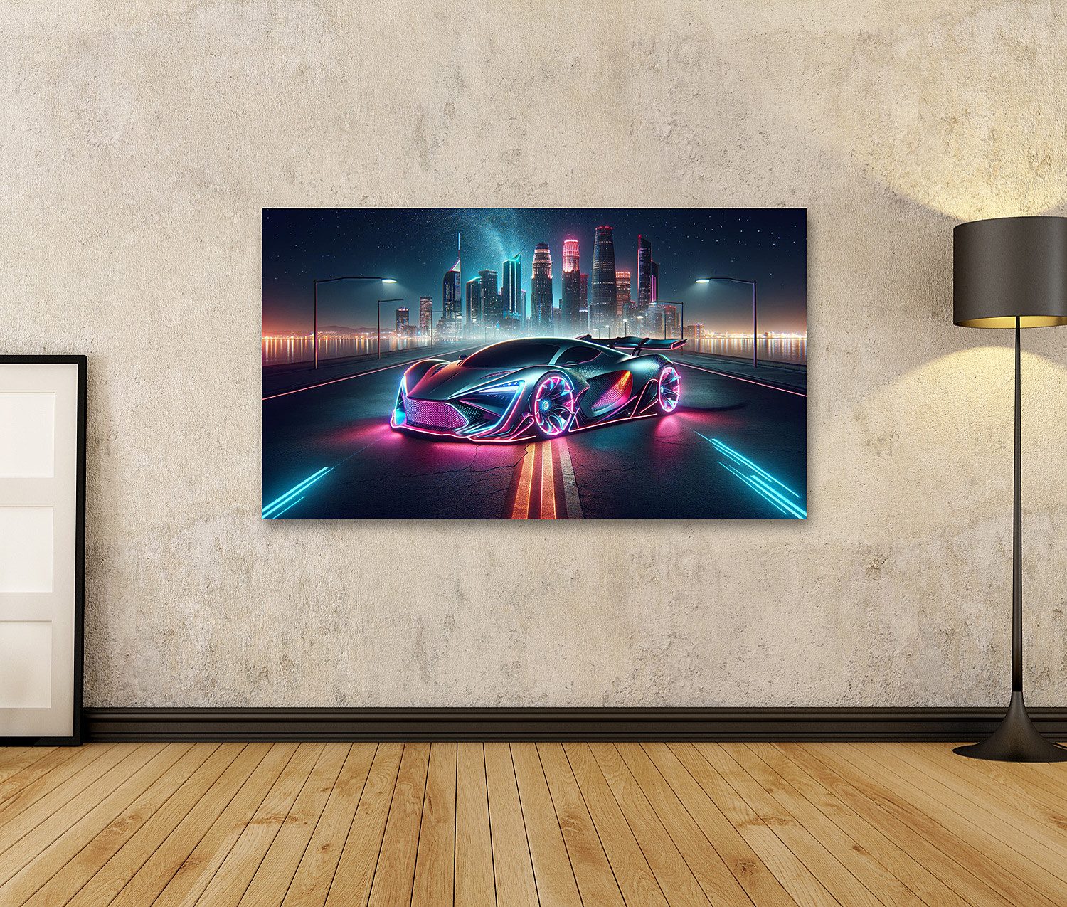 islandburner Leinwandbild Neonlichter und Sternenhimmel Futuristischer günstig online kaufen