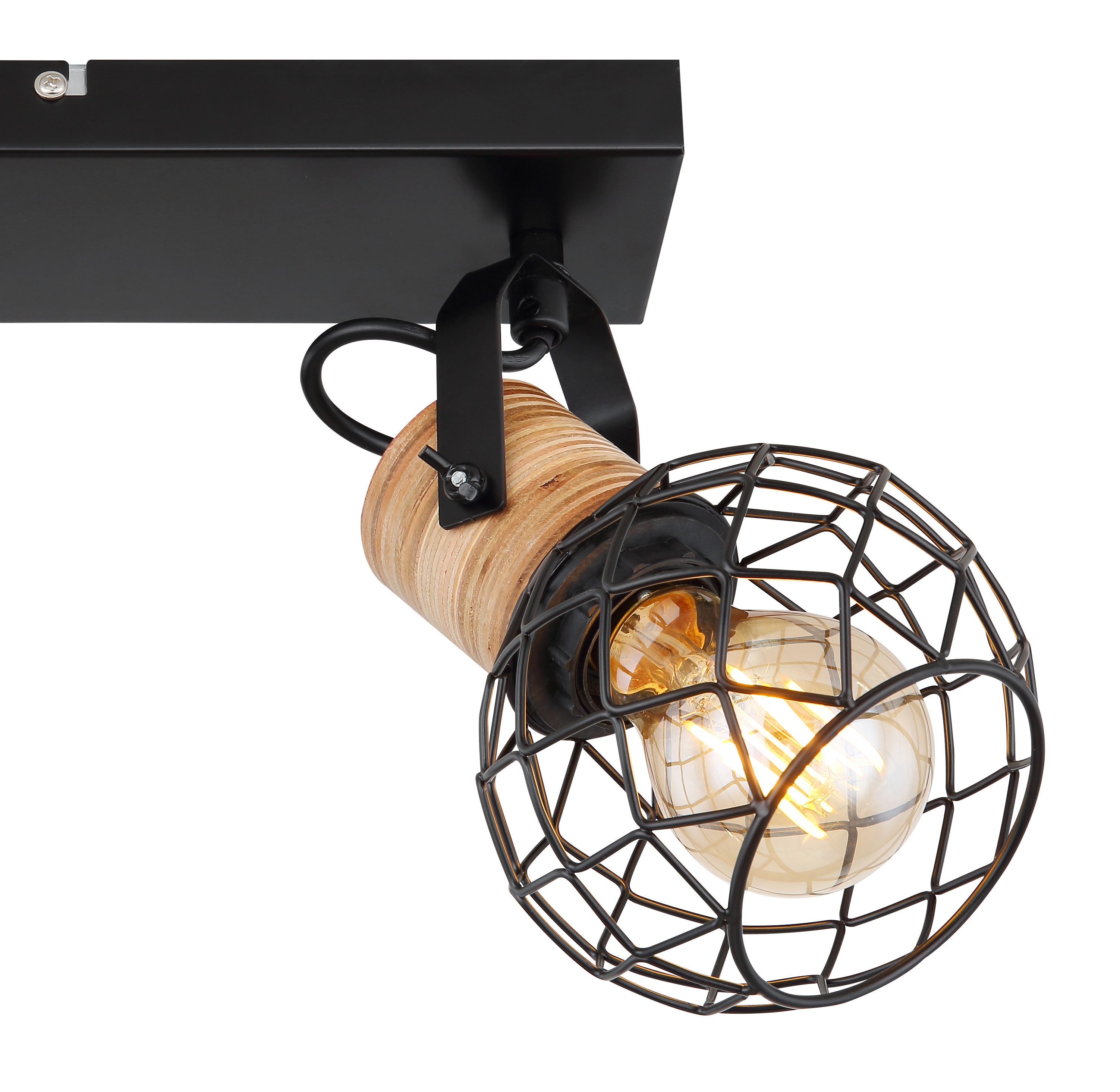 GLOBO LIGHTING Deckenstrahler LACKY, ohne Leuchtmittel, Deckenspot/schwarz/MDF braun/ Flur/Wohnzimmer/Schlafzimmer