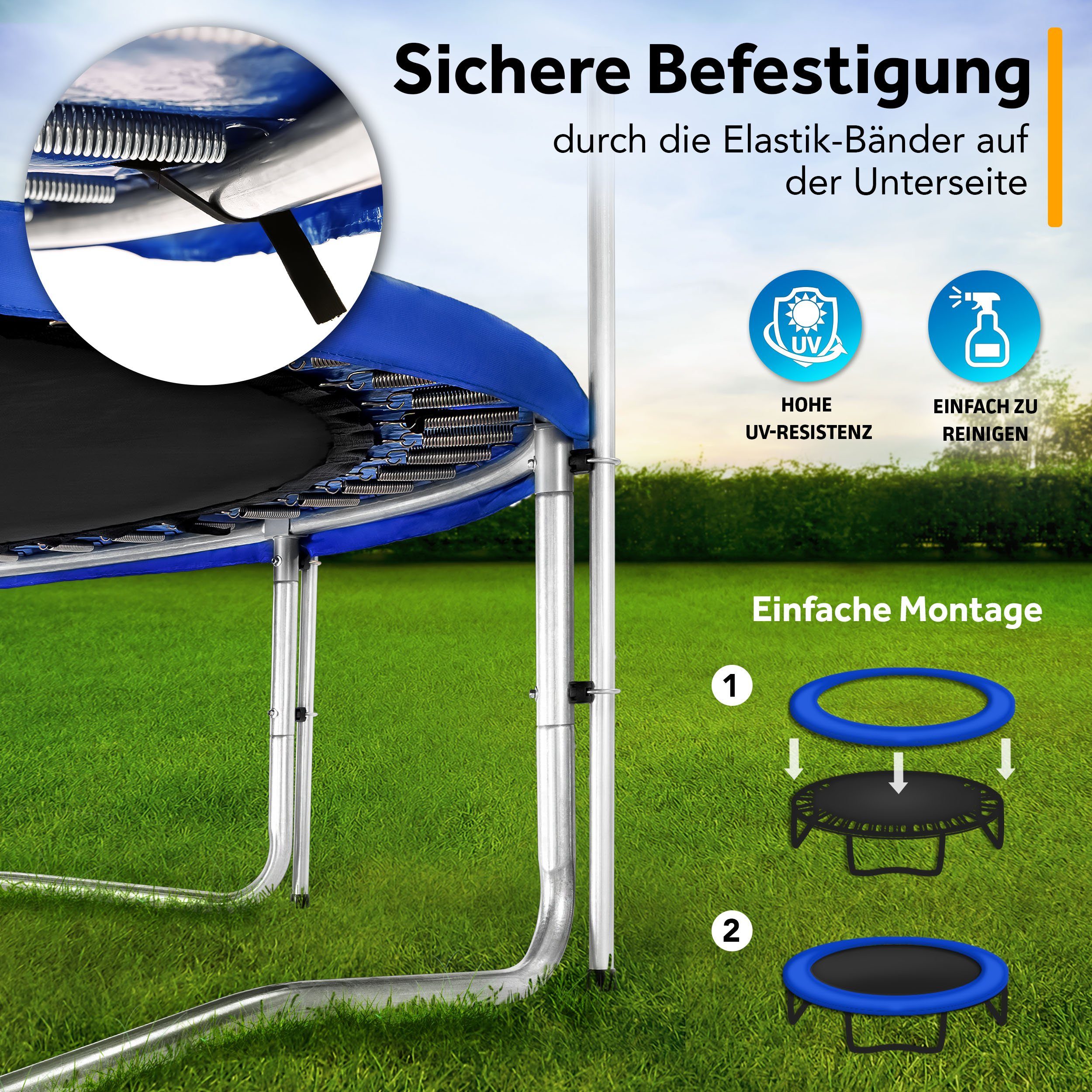 KIDUKU Trampolin-Randabdeckung mit Ø244 305 366 427cm, Trampolin Federabdeckung reißfest, Randschutz 100% UV-beständig