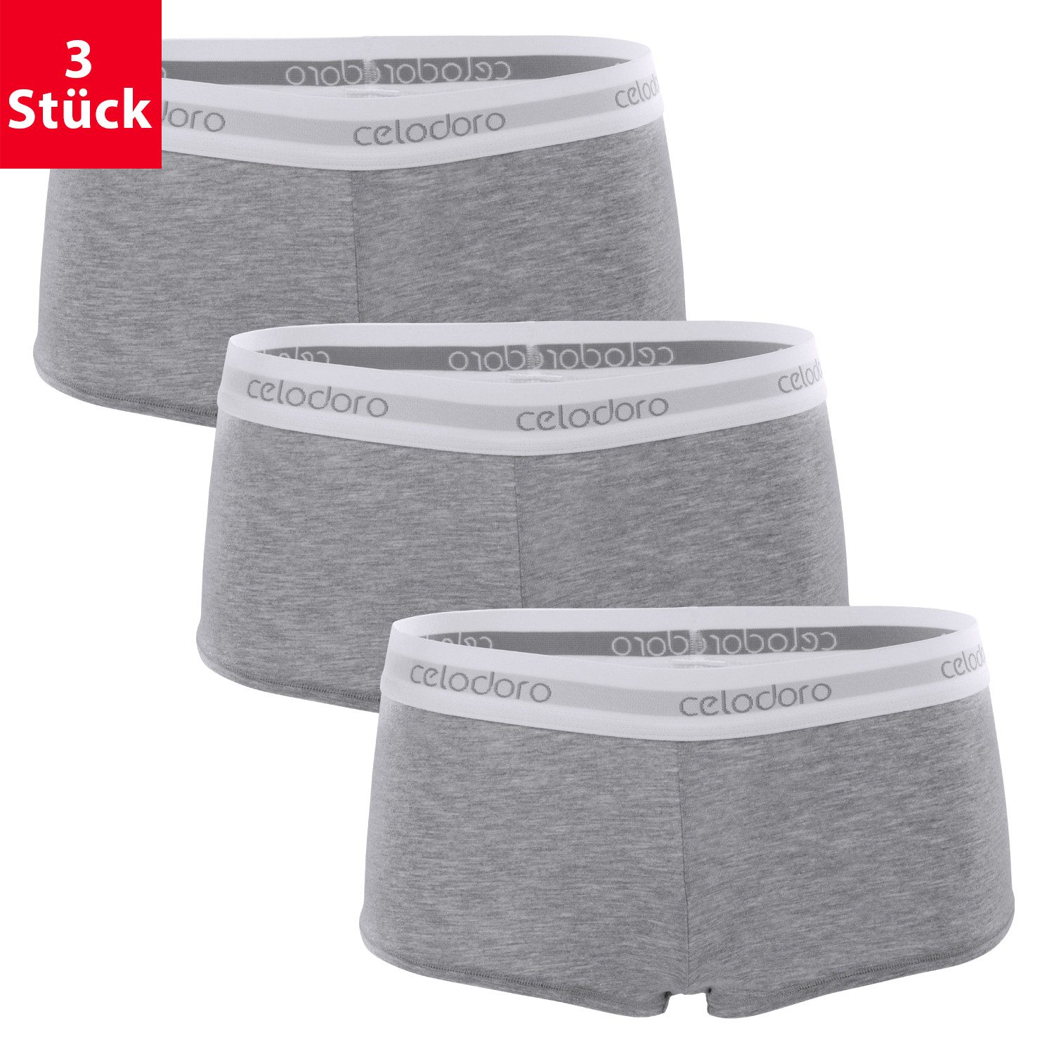 celodoro Panty Damen Panty mit Webgummi-Bund (3er Pack) Sport Slip mit Logo