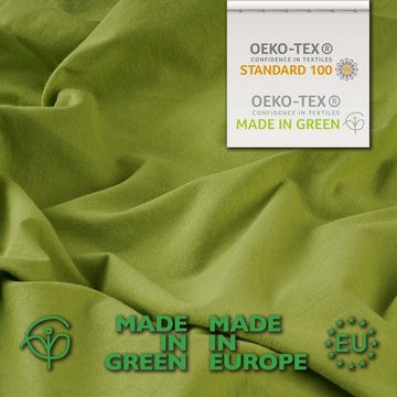 Spannbettlaken Classic, viele Größen, 100% Baumwolle, made in GREEN / EU, STUDIO, Jersey Baumwolle, Gummizug: rundum, 90x200-100x200 cm Bettlaken Spannbetttuch bis 25 cm Höhe - grün