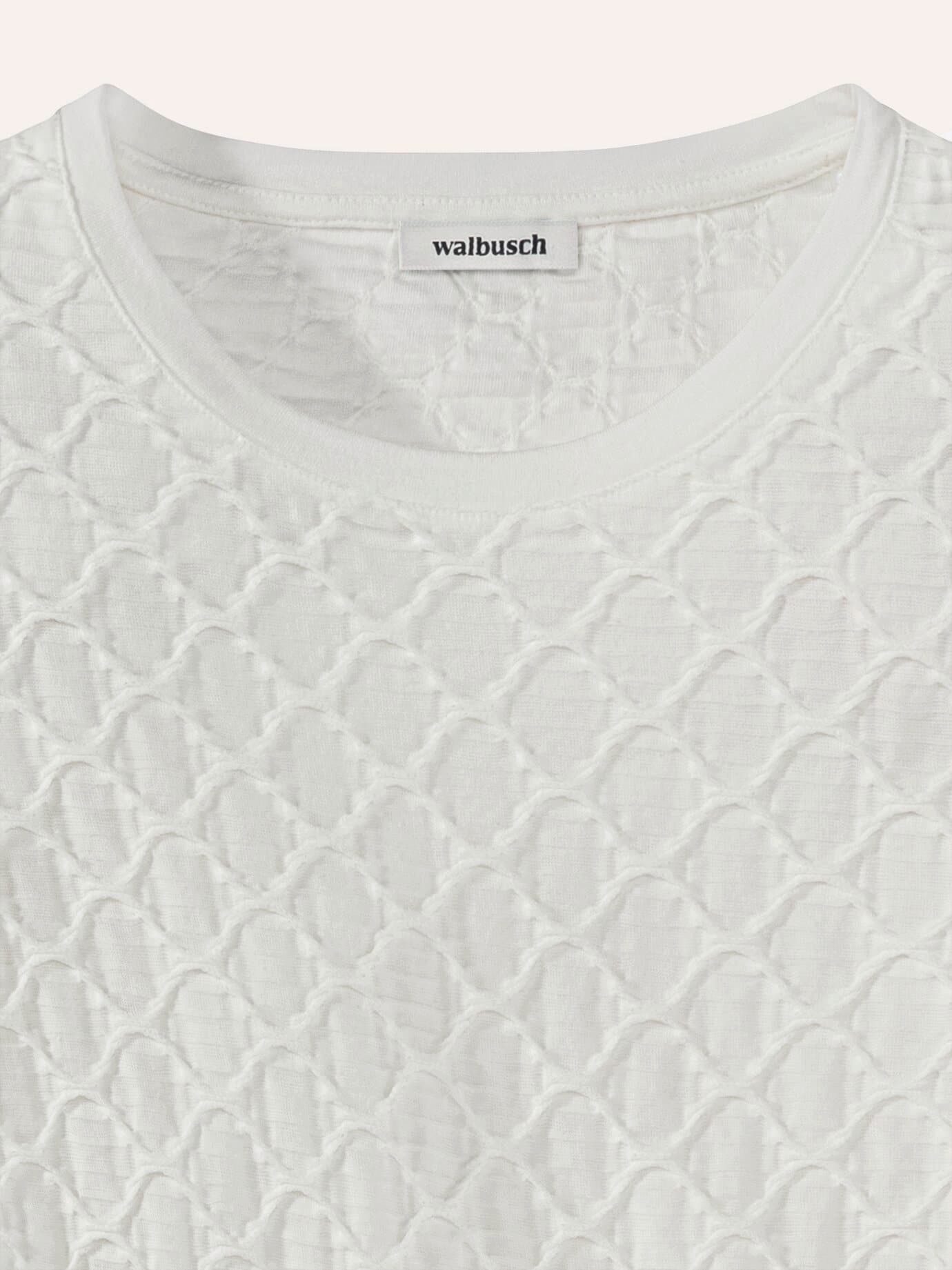 Walbusch Langarmshirt Damen Baumwollshirt Struktur 3/4 Ärmel Rundhals Langarm, Rundhals