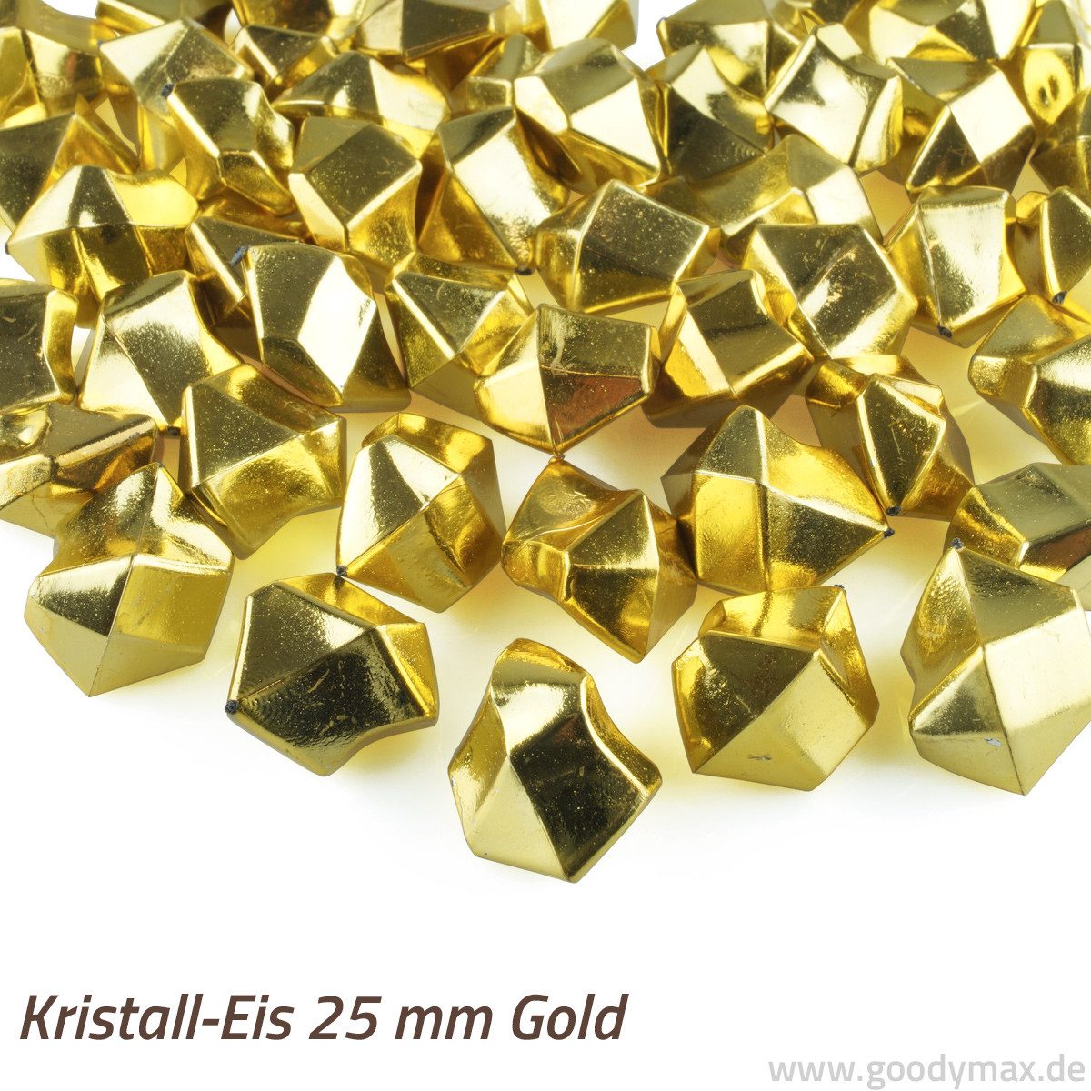 Goodymax Streudeko Goodymax® Kristall-Eis 25 mm Gold 50 Stück, Goldene Ziersteine Dekosteine Granulat Diamanten Edelsteine