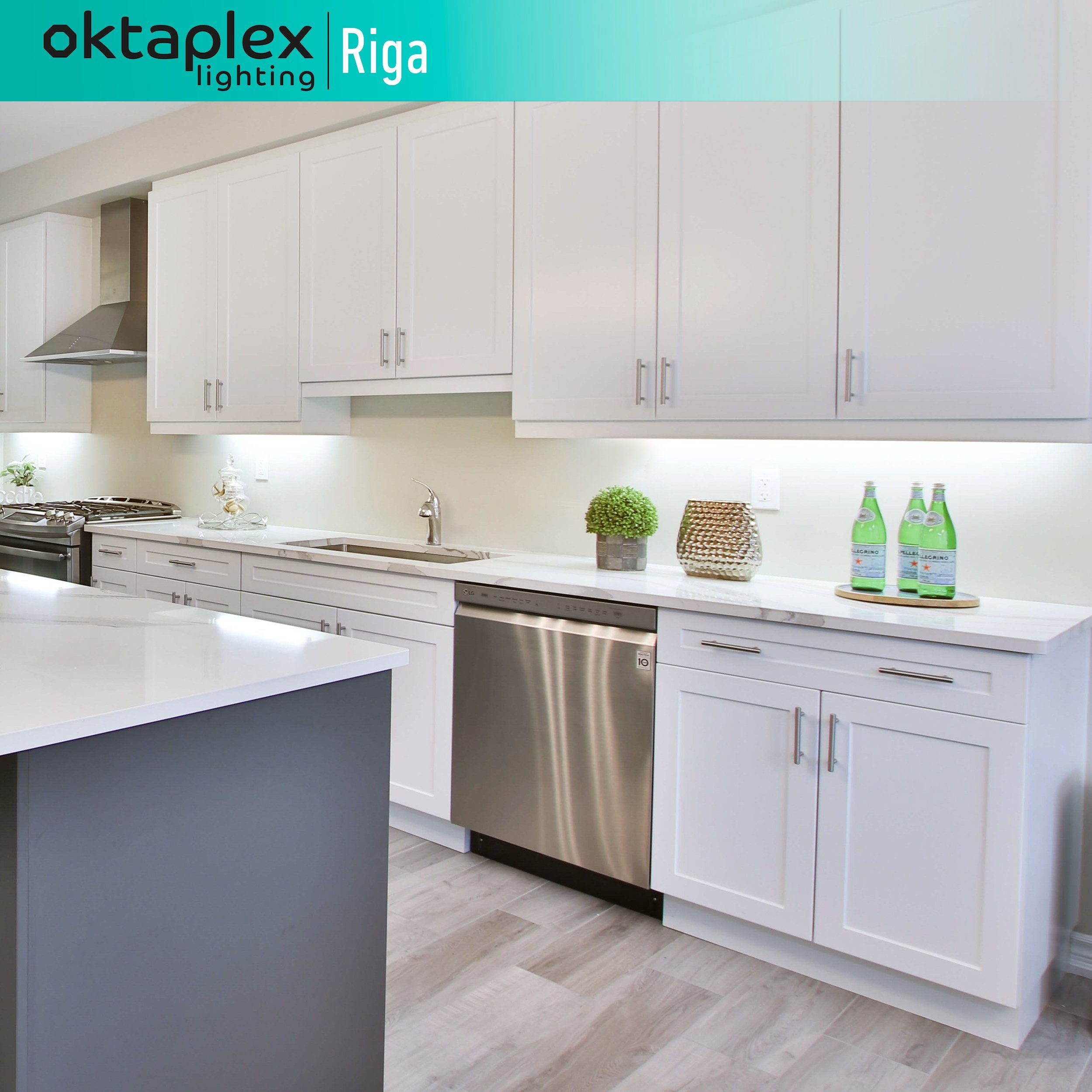 Oktaplex lighting LED Unterbauleuchte Oktaplex RIGA Unterbauleuchte 4W 3000K 28 CM, Ein-/Ausschalter, LED fest verbaut, Warmweiß, 3000K Lichtleiste Küche Unterschrankleuchte