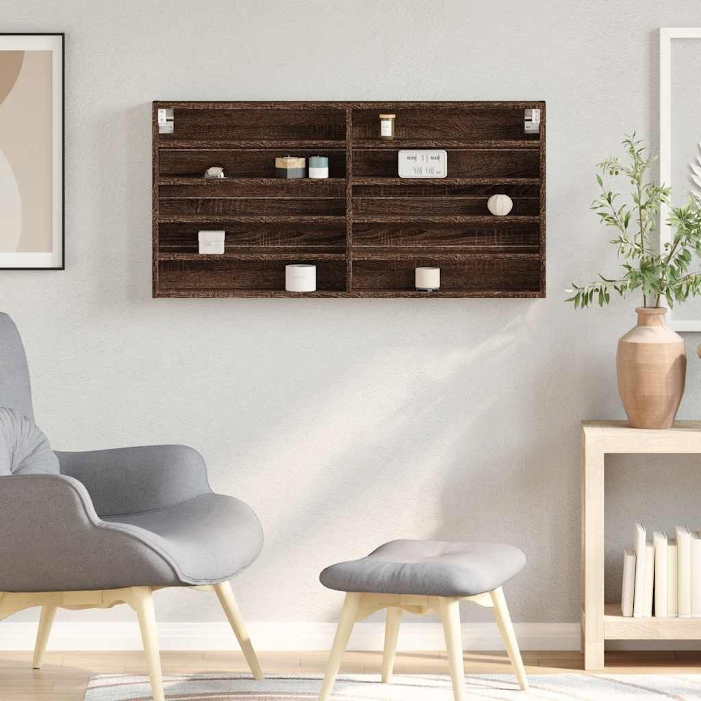 vidaXL Regal Vitrinenschrank Braun Eichen-Optik 100x8,5x50 günstig online kaufen